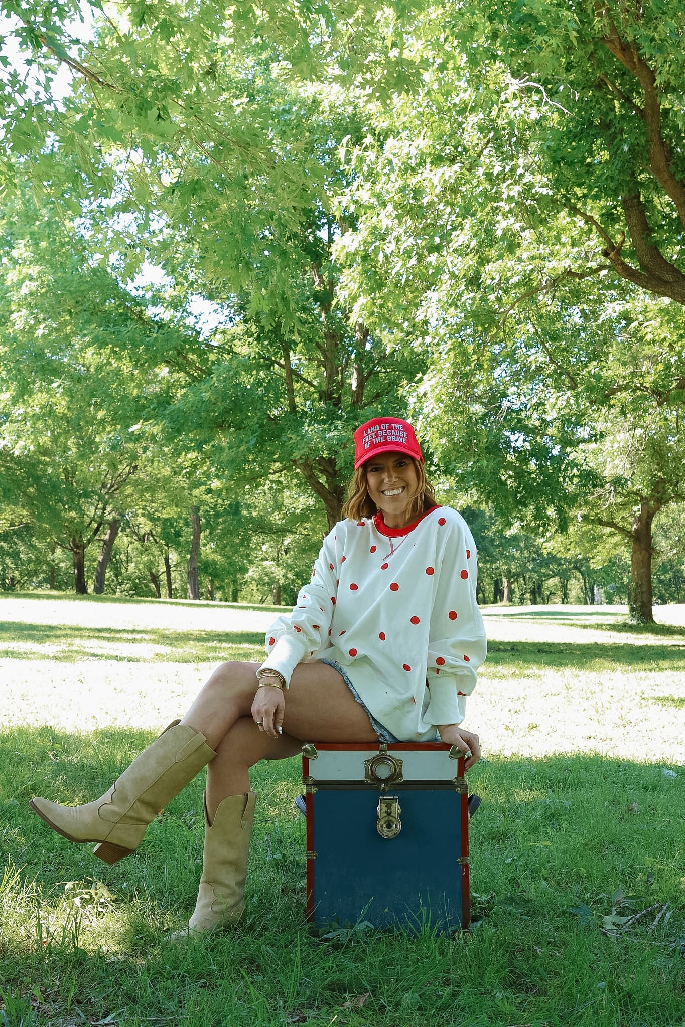 Red Polka Dot Oversized Sweatshirt
