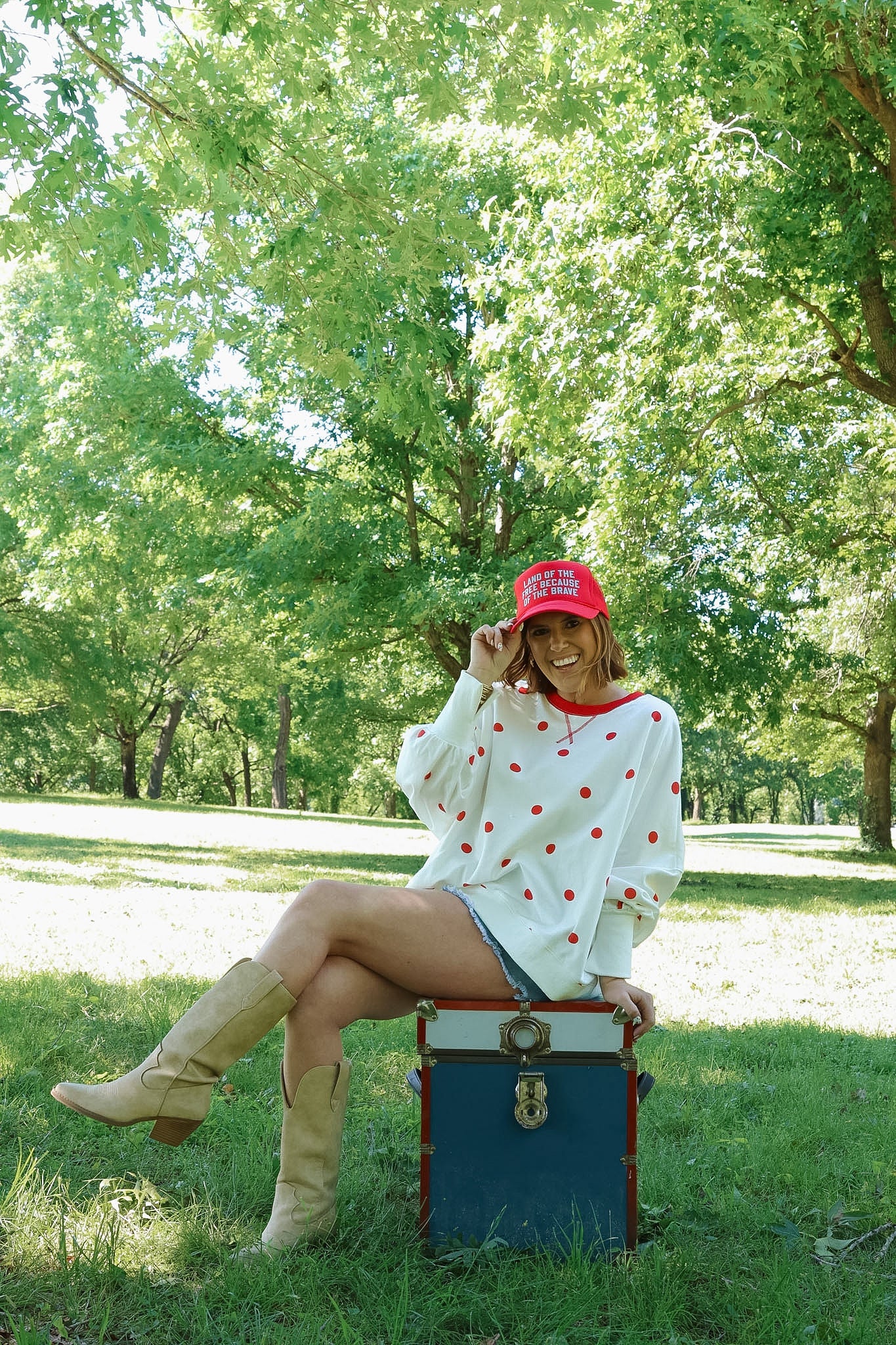 Red Polka Dot Oversized Sweatshirt