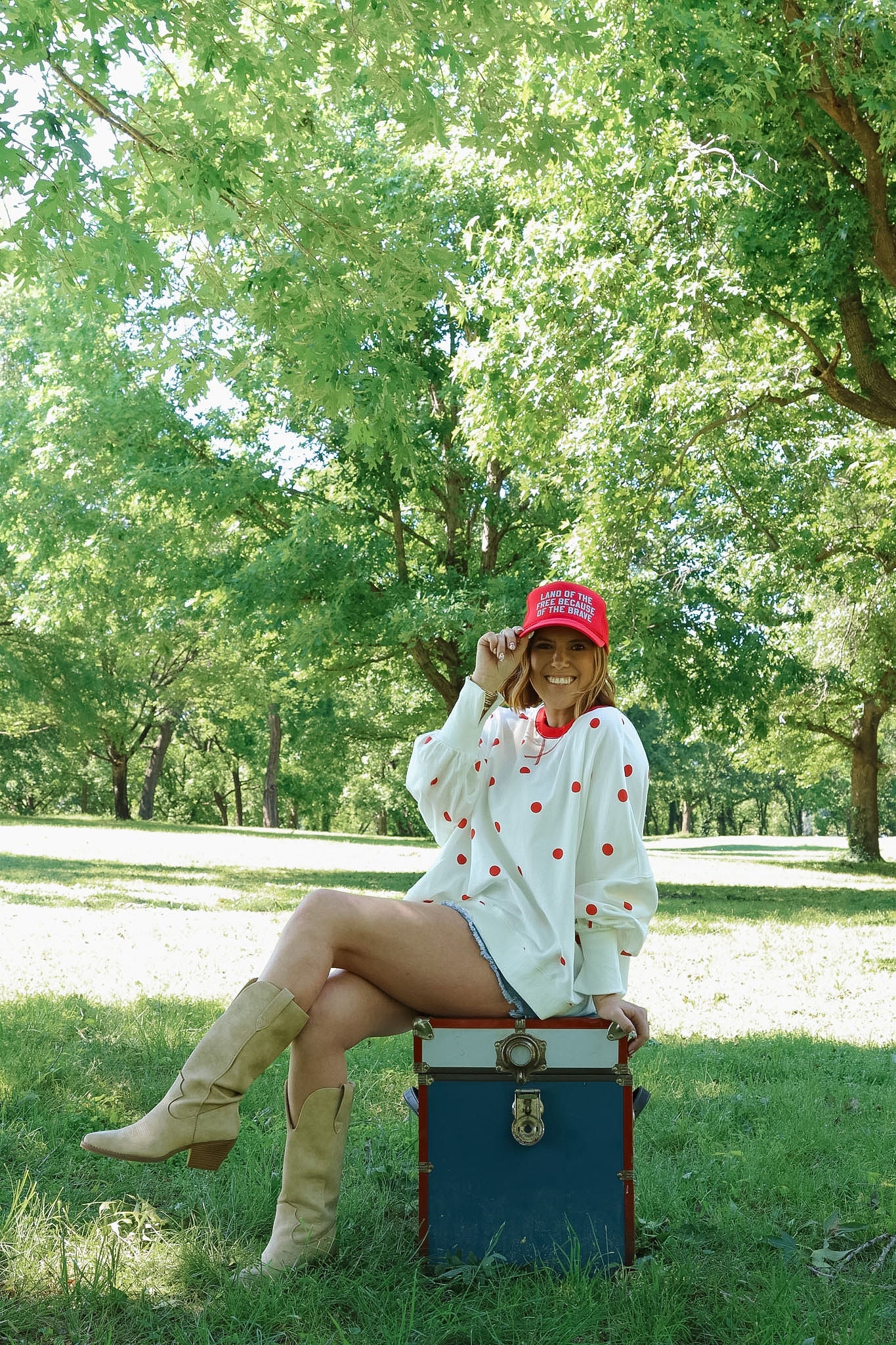 Red Polka Dot Oversized Sweatshirt