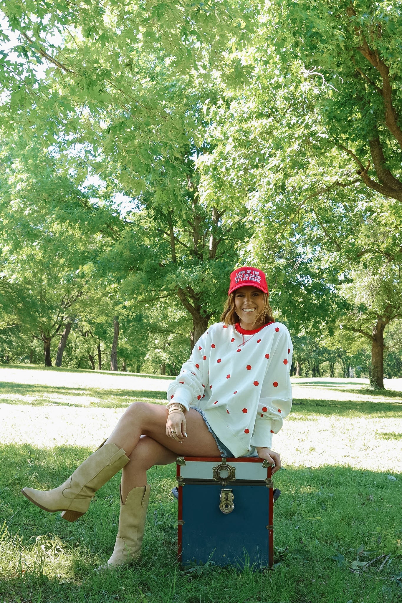 Red Polka Dot Oversized Sweatshirt