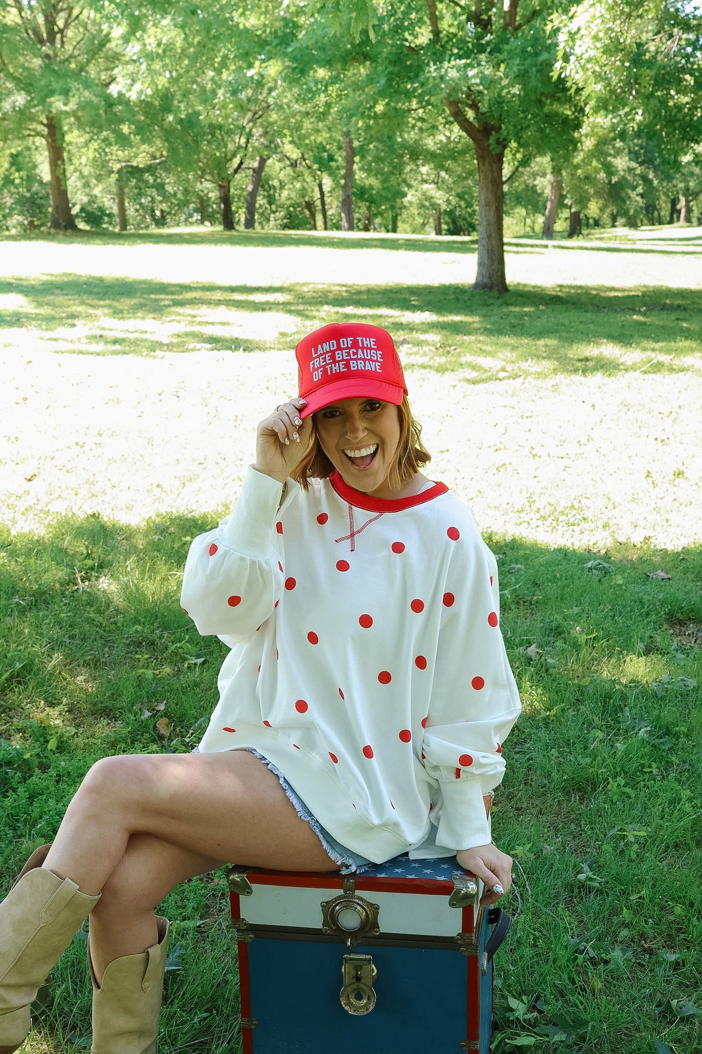 Red Polka Dot Oversized Sweatshirt