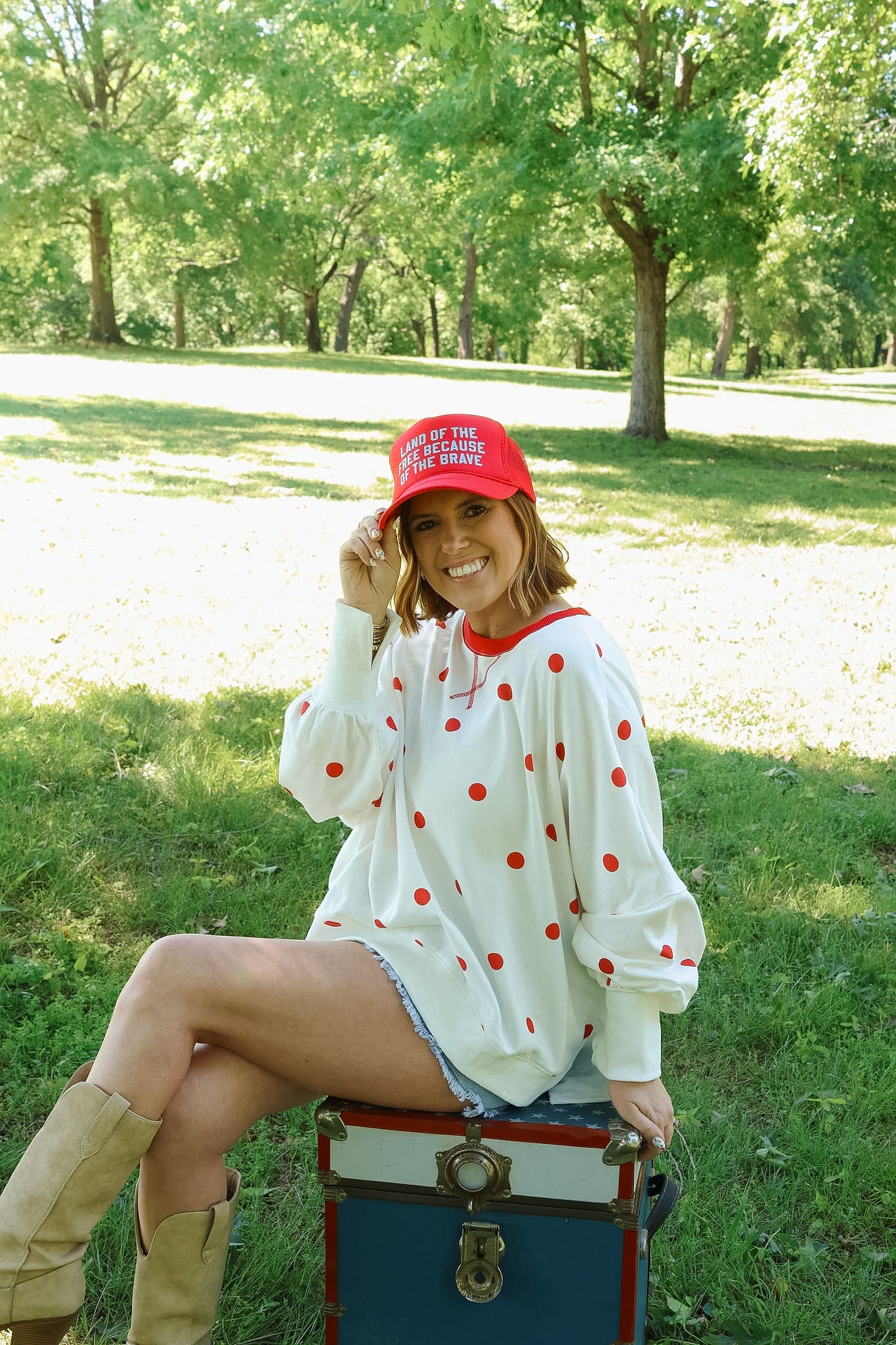 Red Polka Dot Oversized Sweatshirt