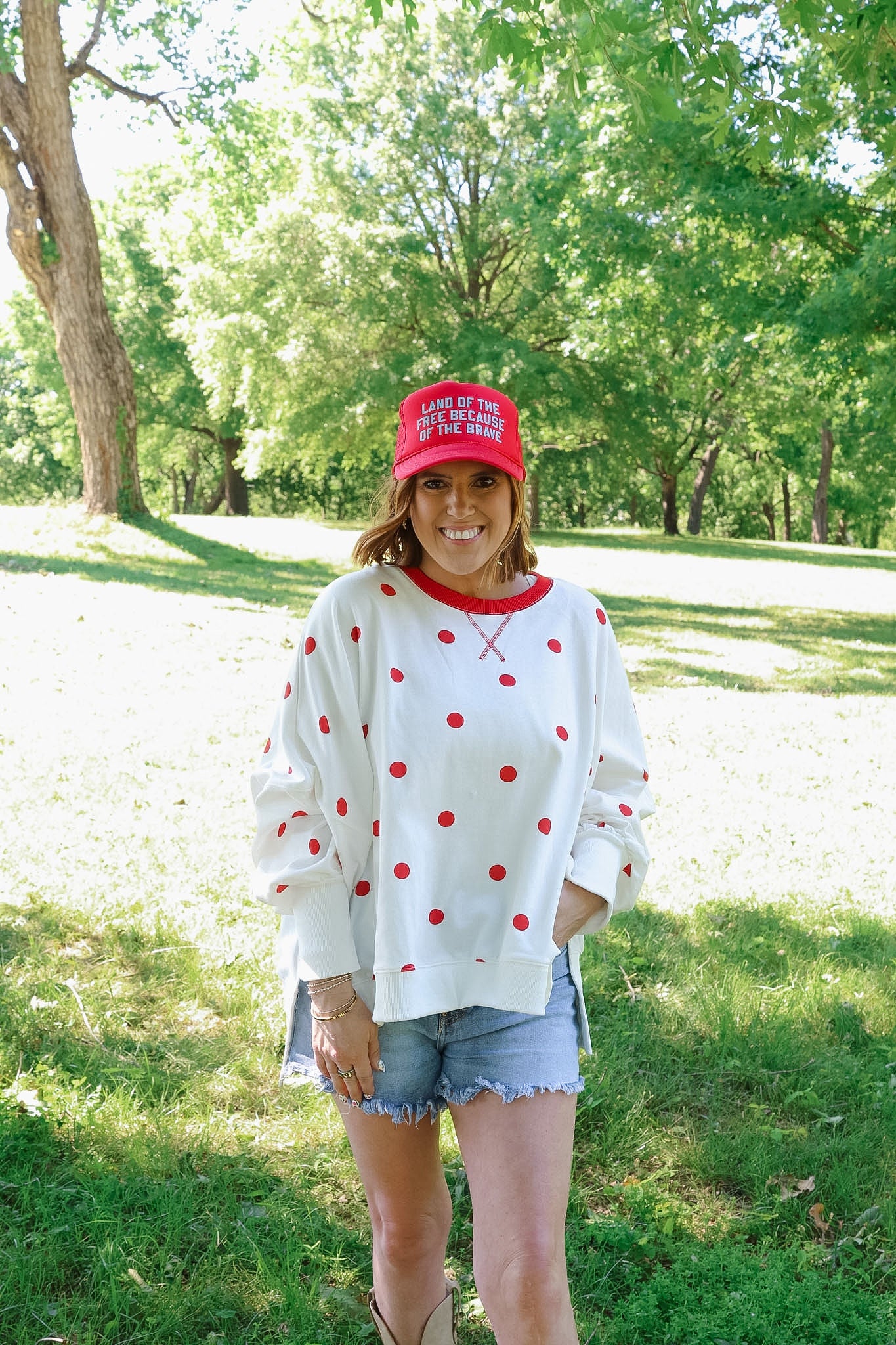 Red Polka Dot Oversized Sweatshirt