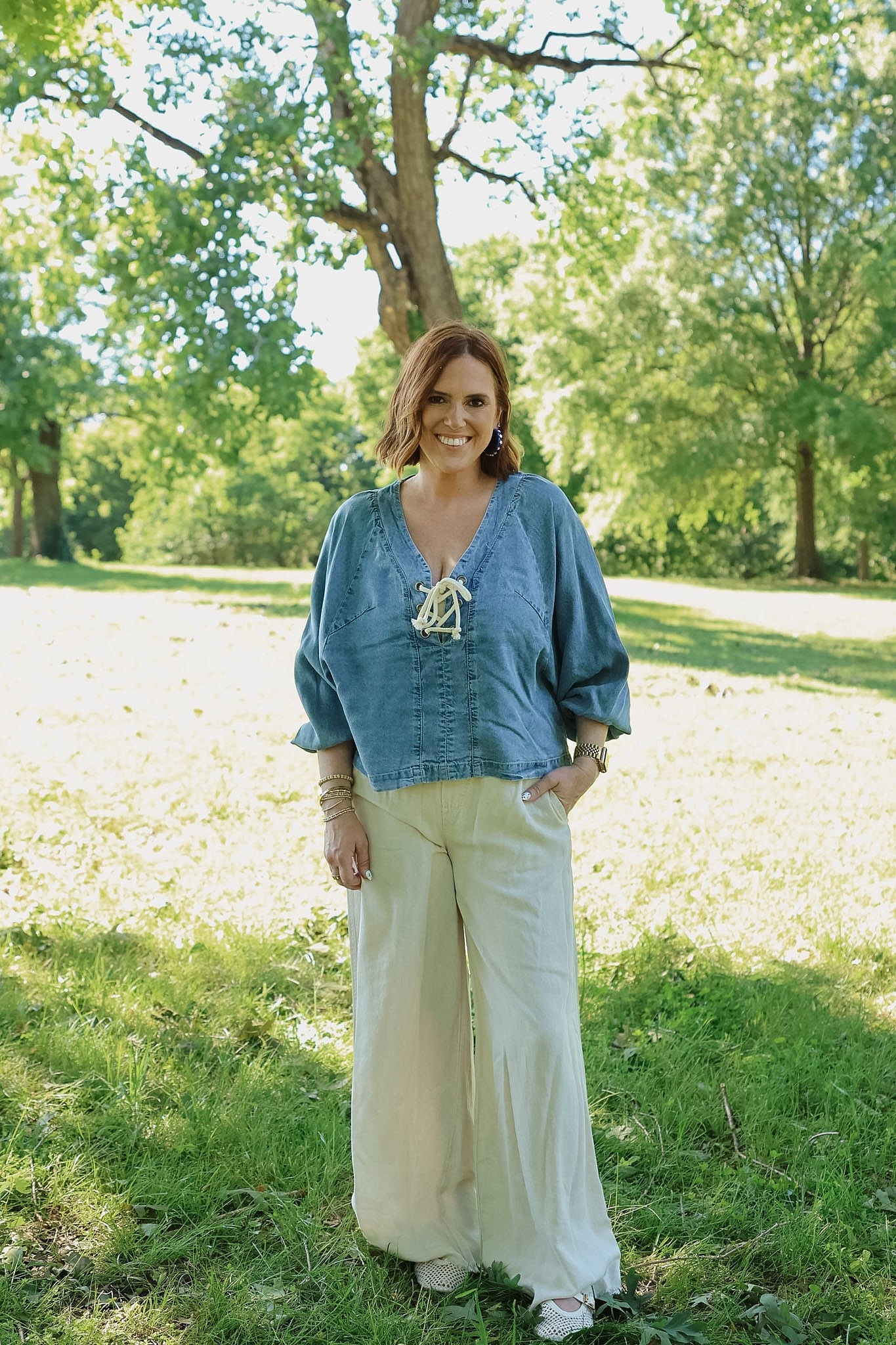 Washed Denim Tencel Blouse
