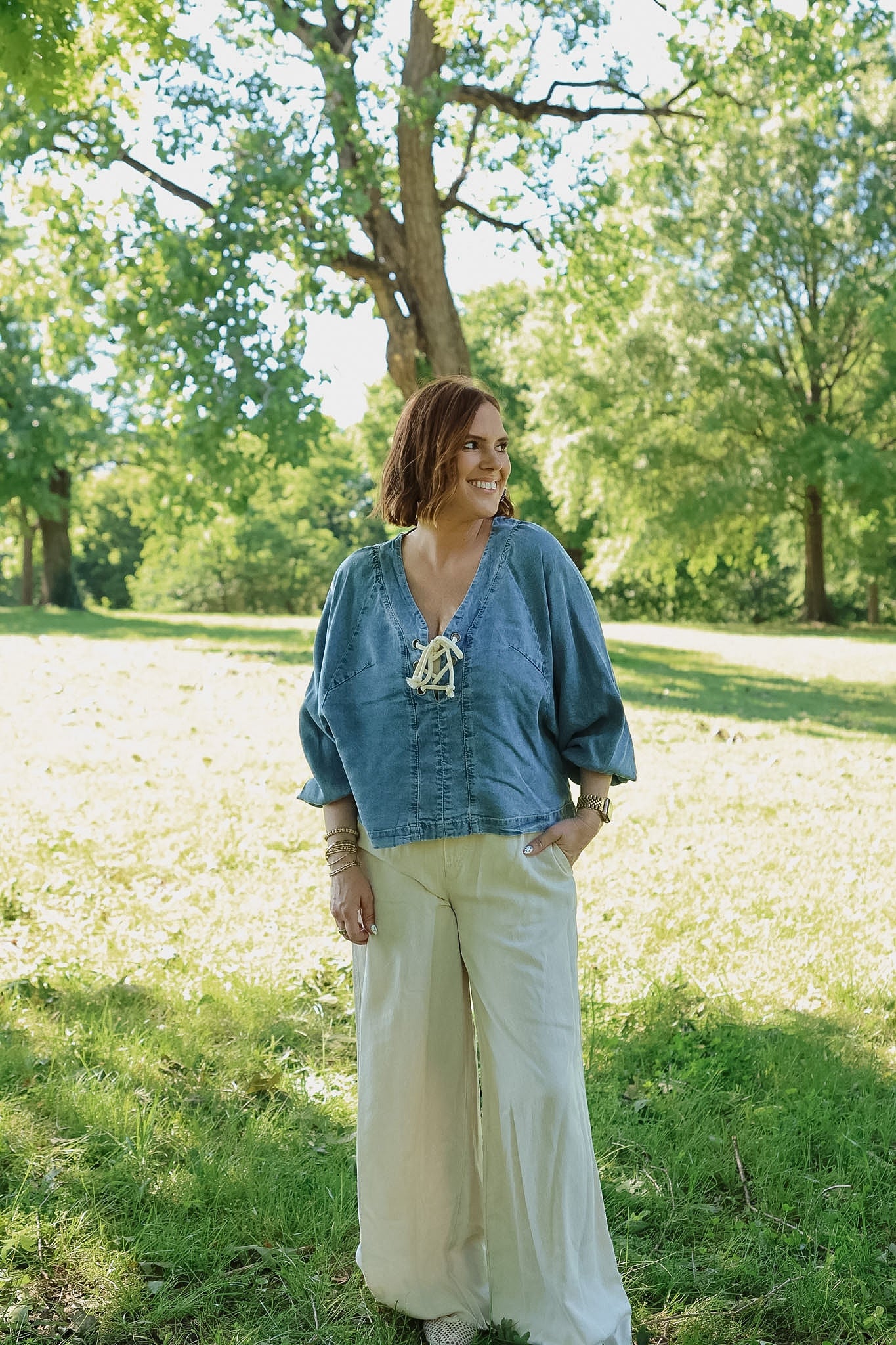 Tan Tencel Wide Leg Pant