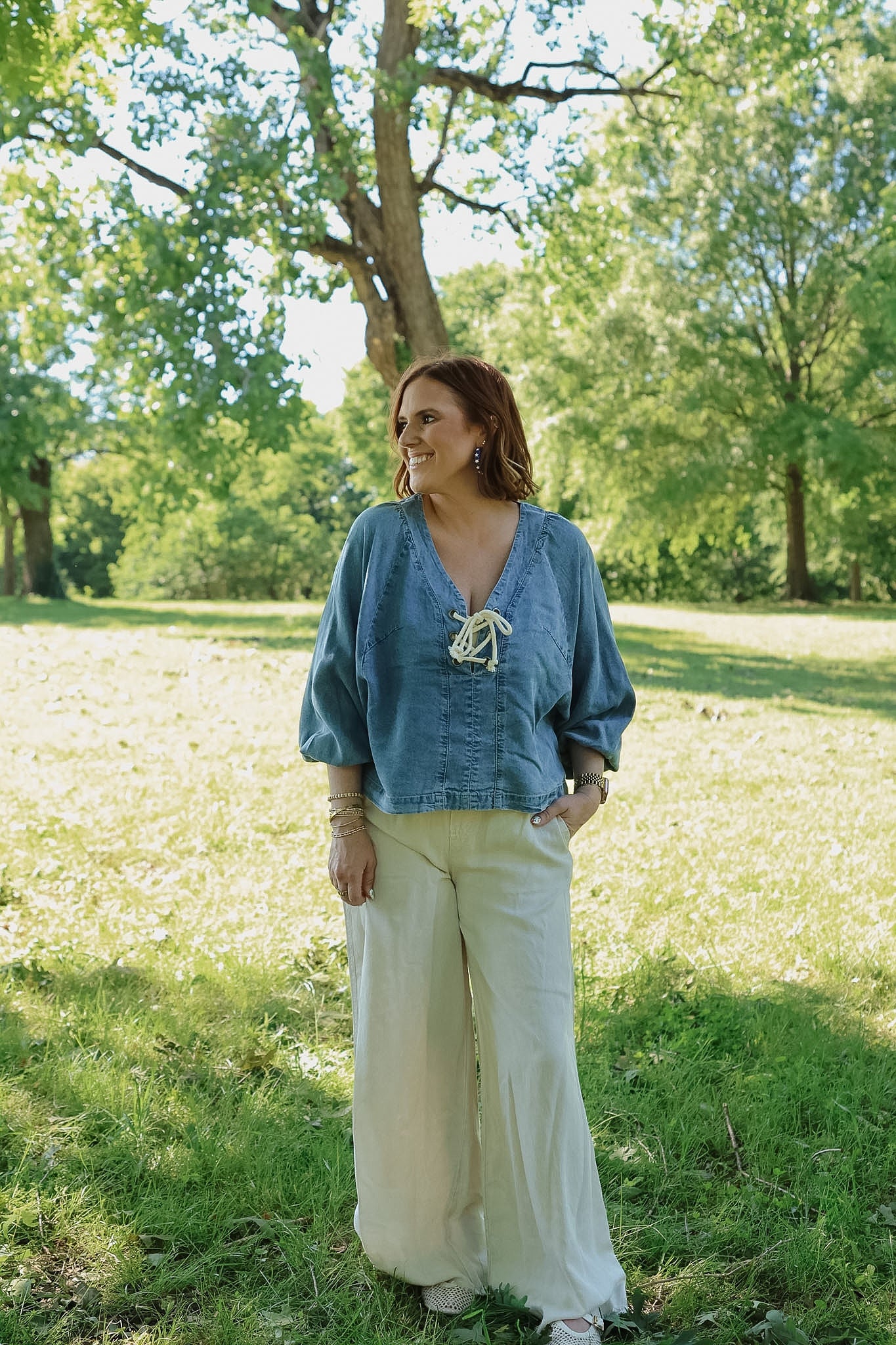 Tan Tencel Wide Leg Pant