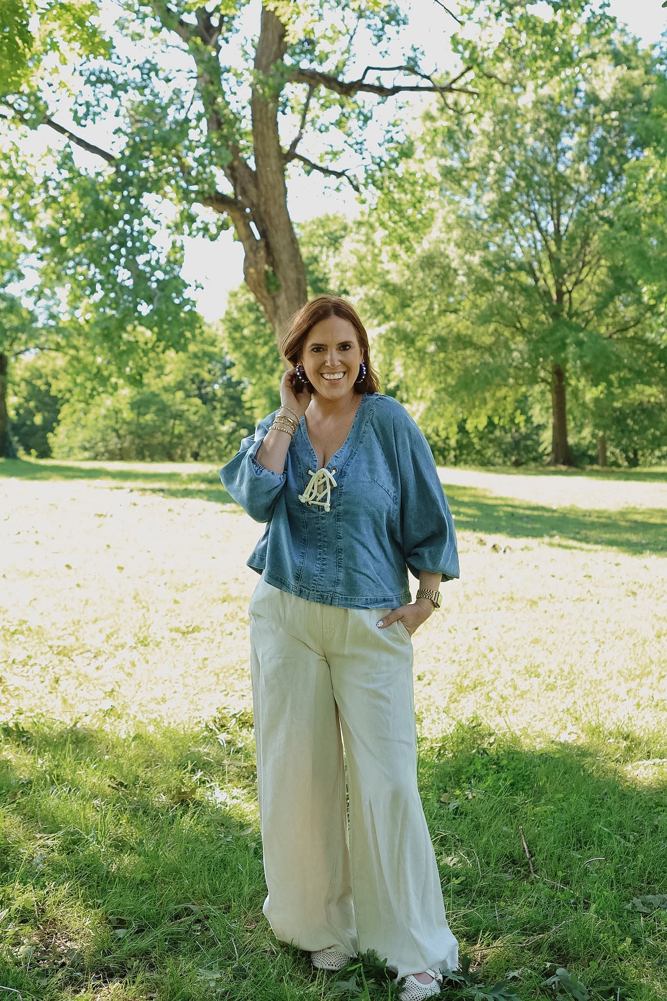 Tan Tencel Wide Leg Pant