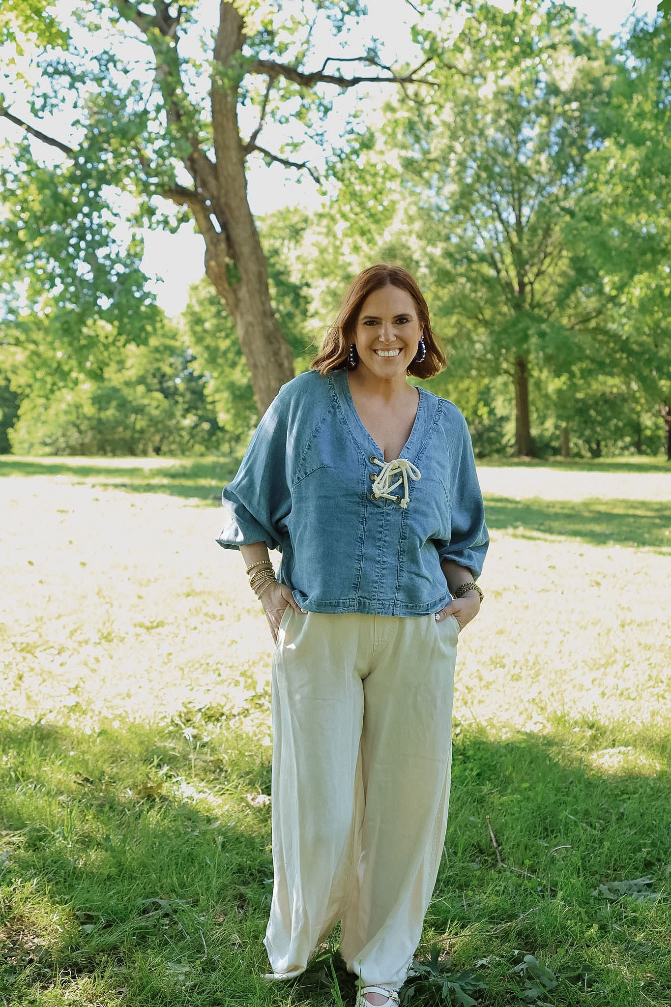 Tan Tencel Wide Leg Pant