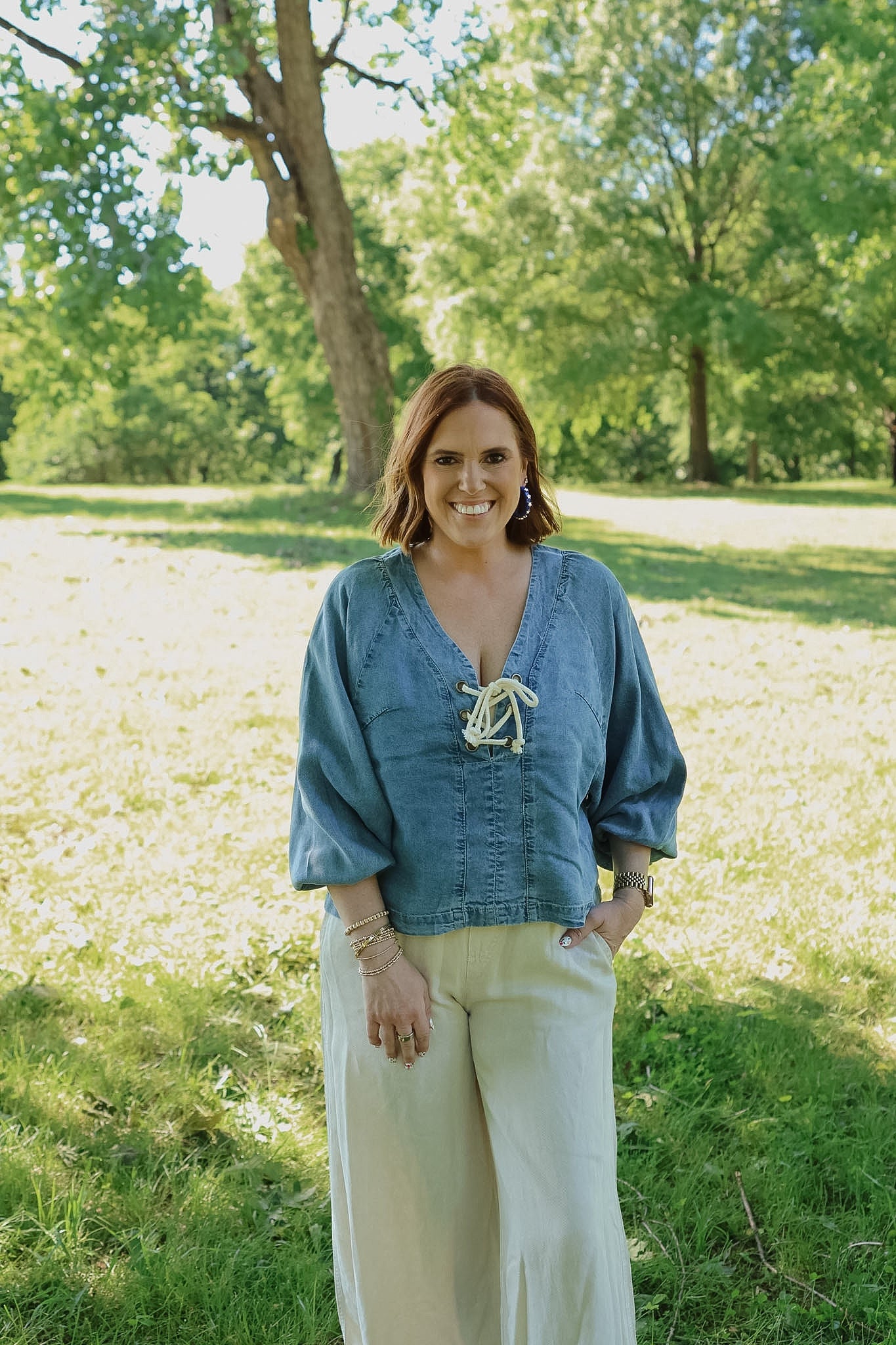 Washed Denim Tencel Blouse