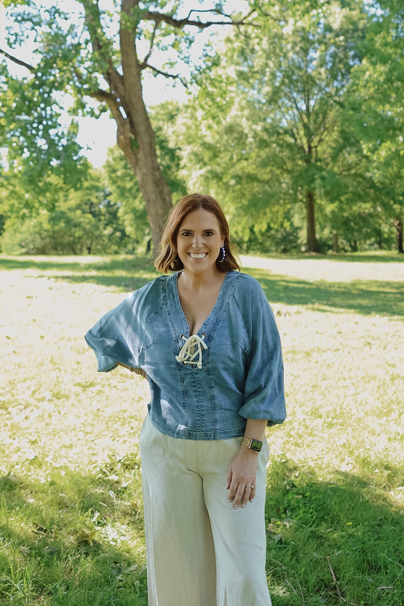 Washed Denim Tencel Blouse