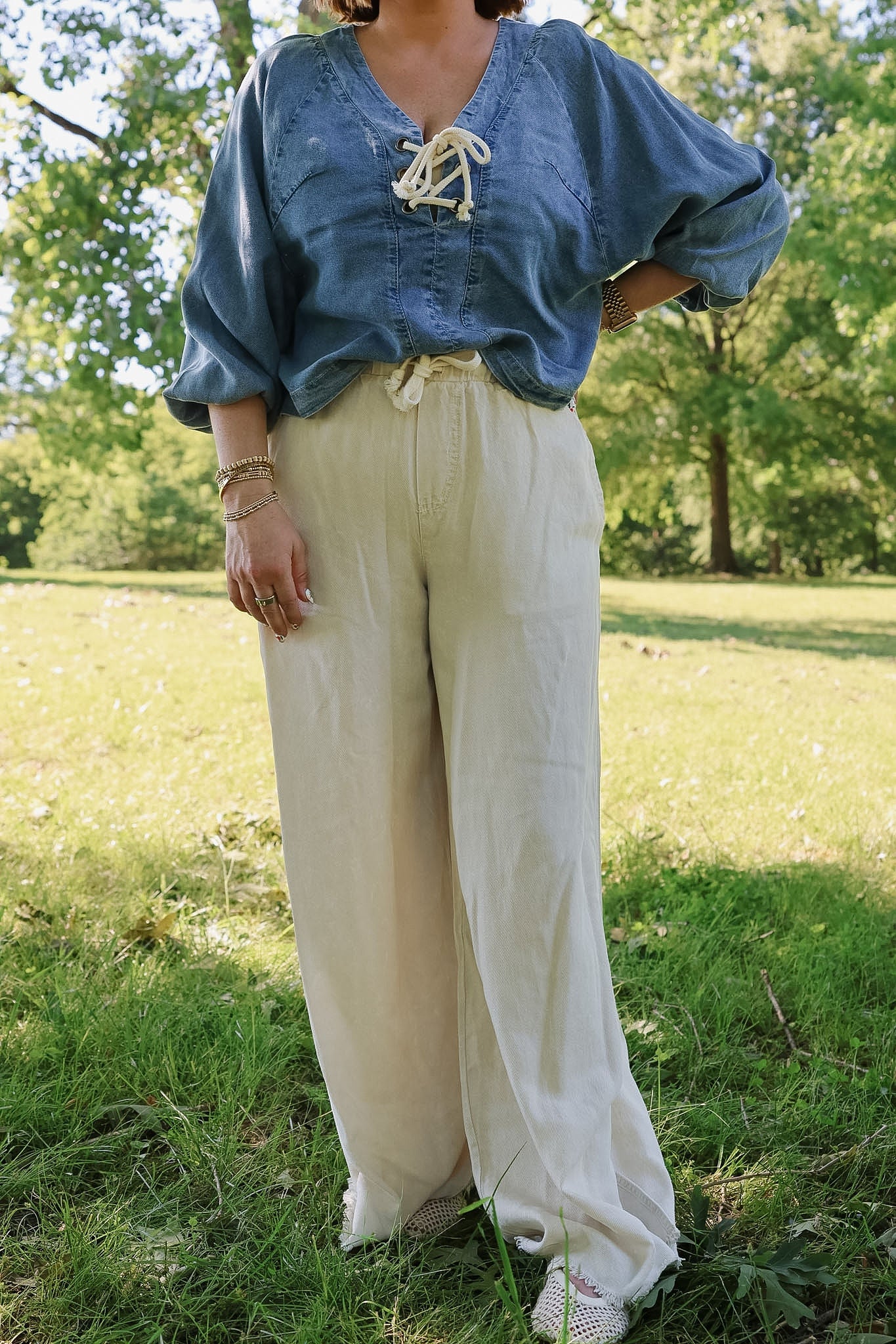 Tan Tencel Wide Leg Pant