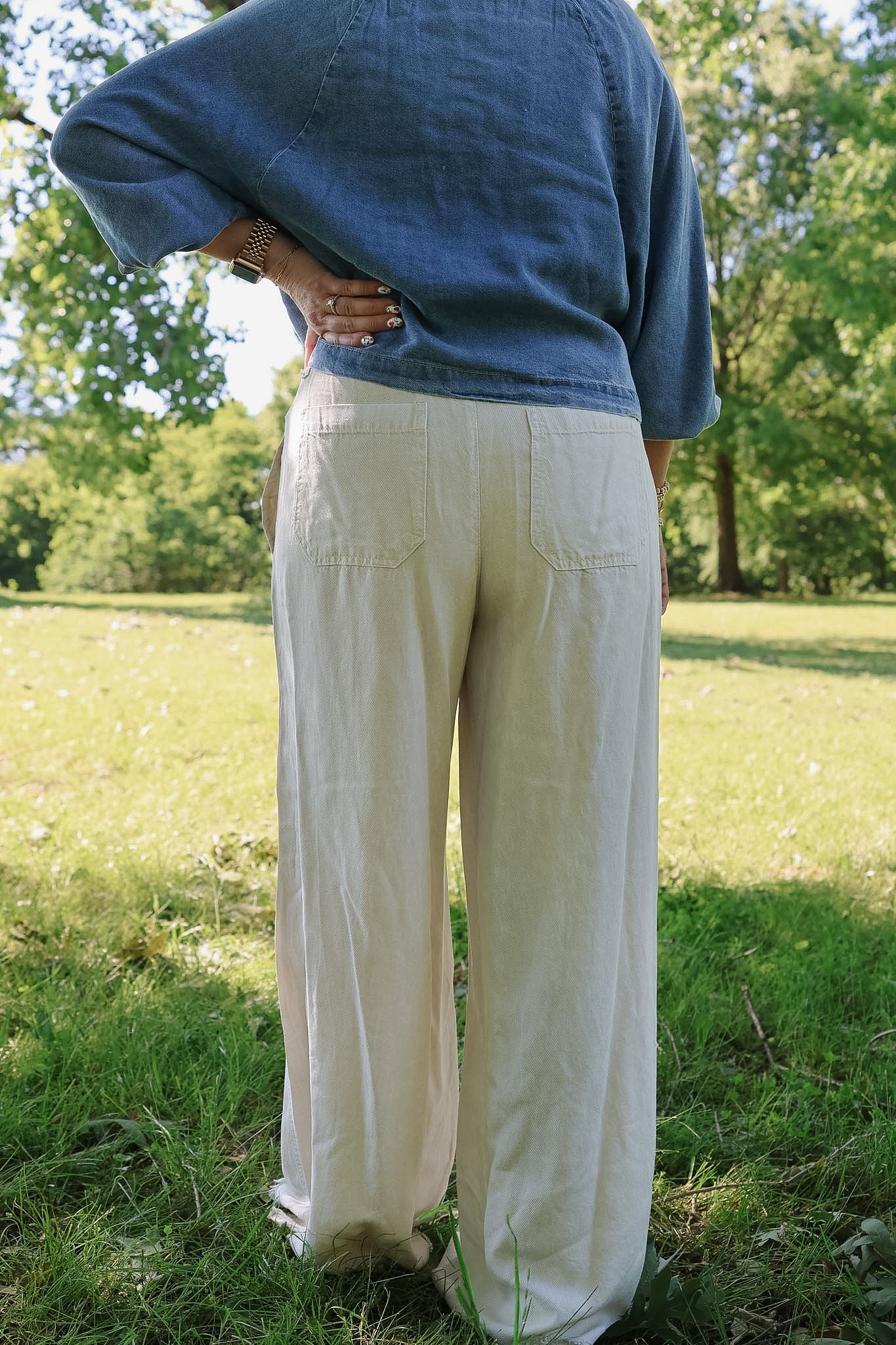 Tan Tencel Wide Leg Pant