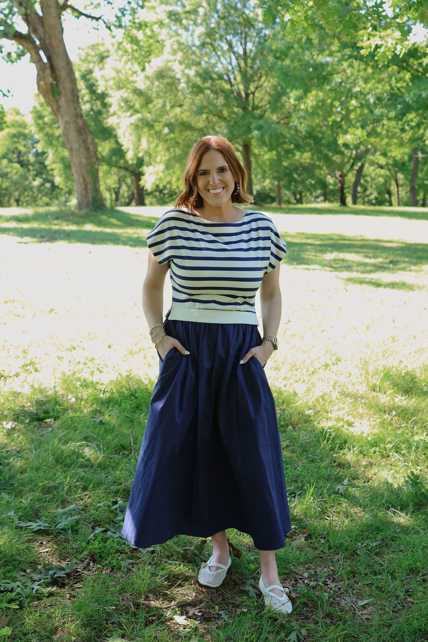 Stripe Sweater Maxi Dress - Navy