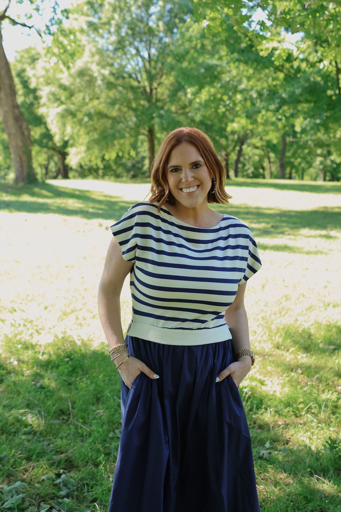 Stripe Sweater Maxi Dress - Navy