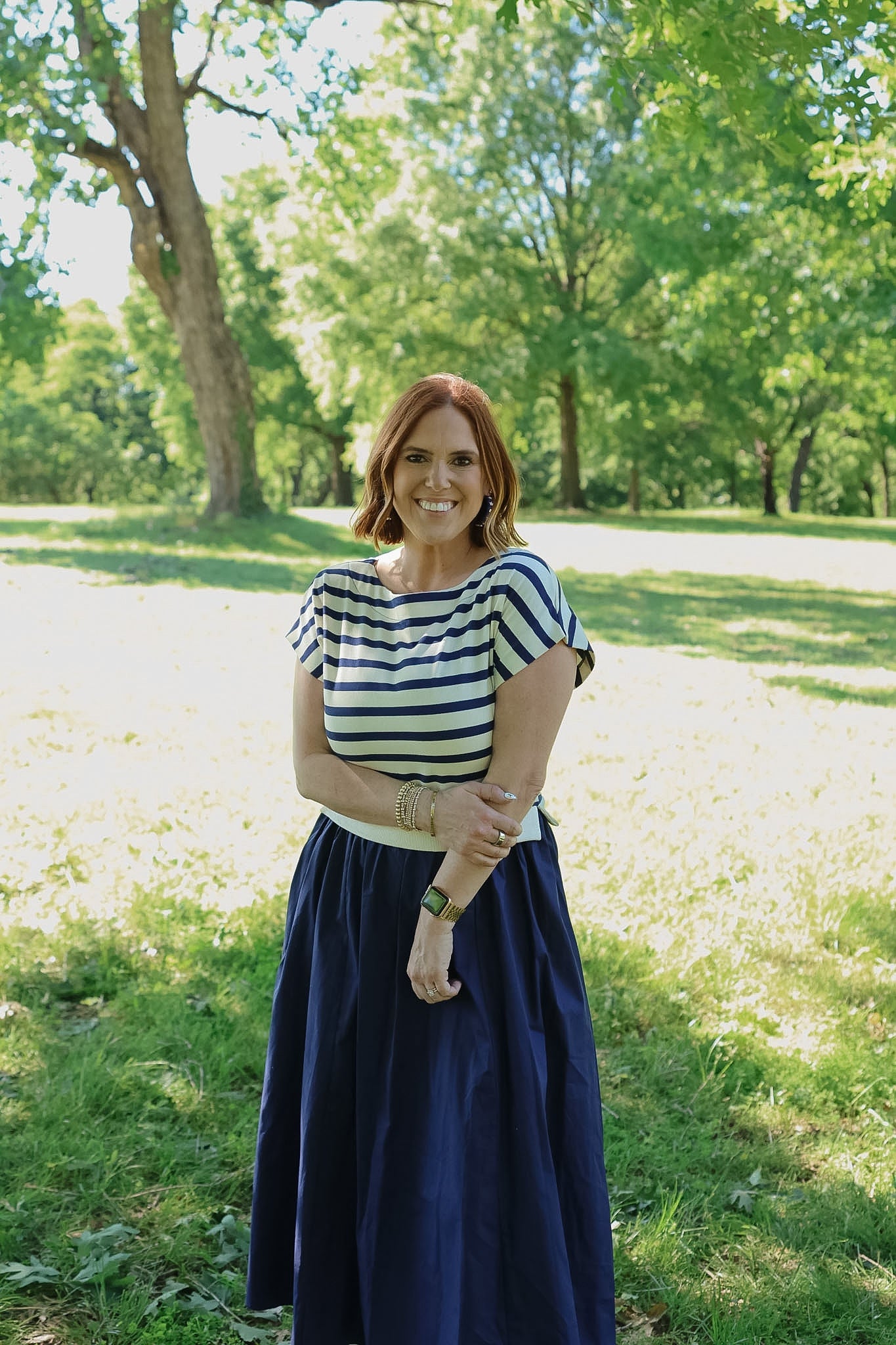 Stripe Sweater Maxi Dress - Navy