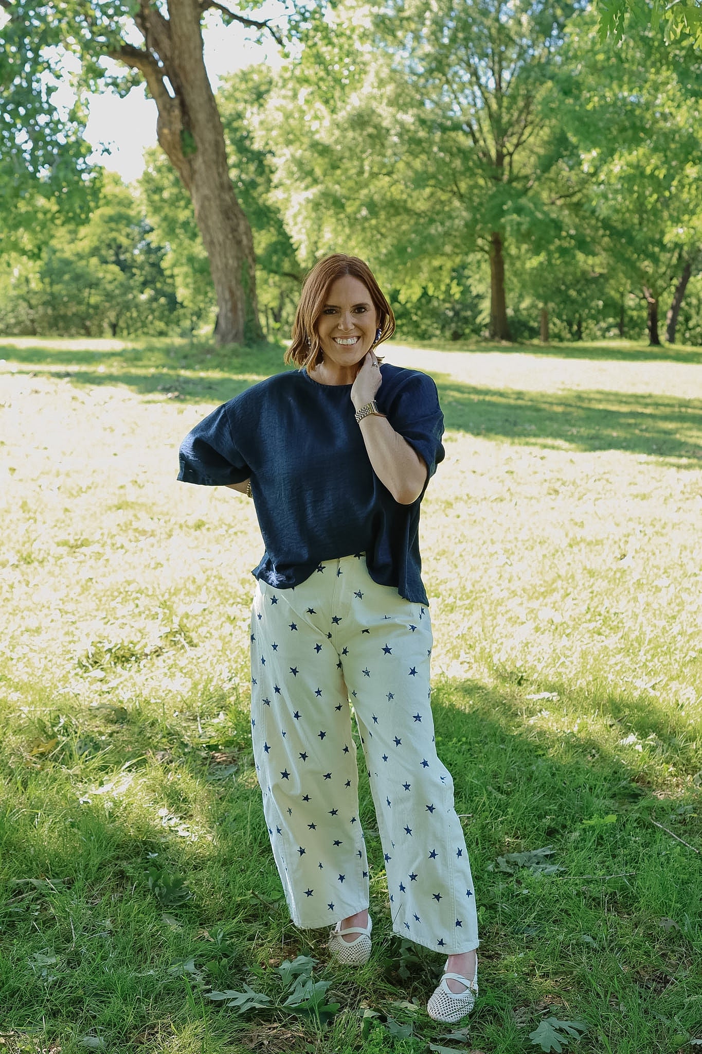 Distressed Stars Barrel Pants