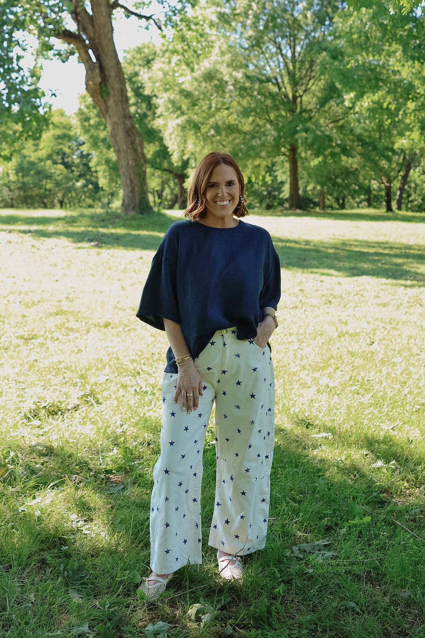 Distressed Stars Barrel Pants