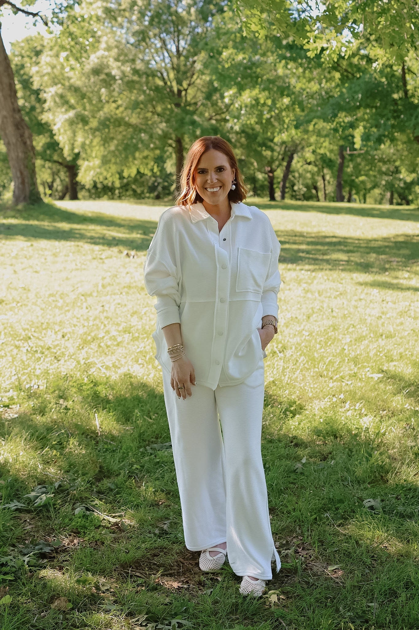 Comfort Cord Button Down - White