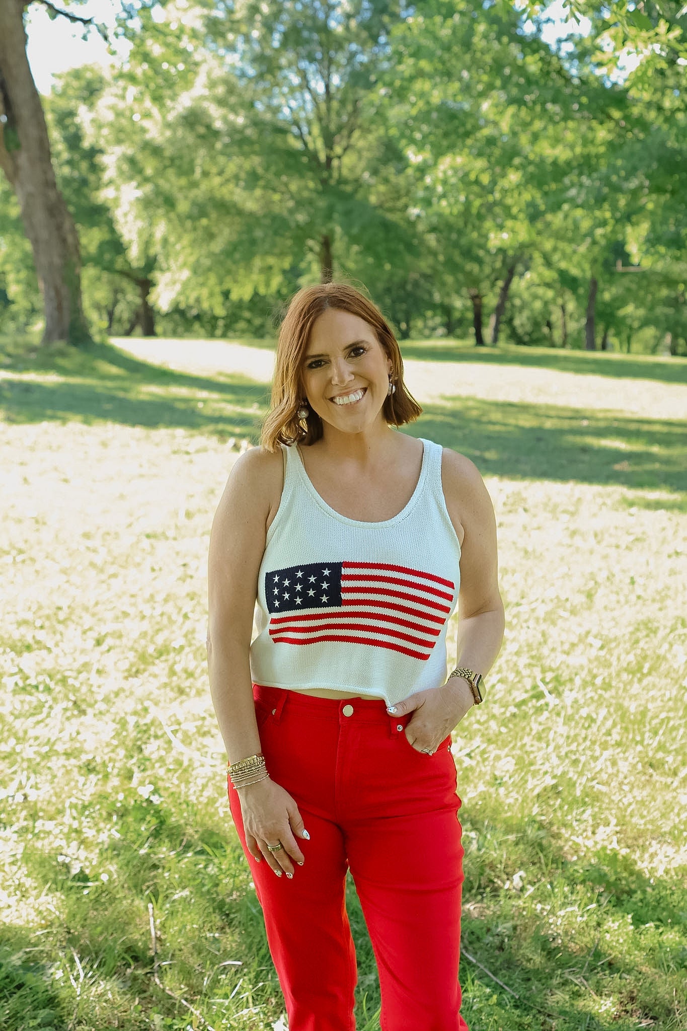 American Flag Cropped Sweater Tank
