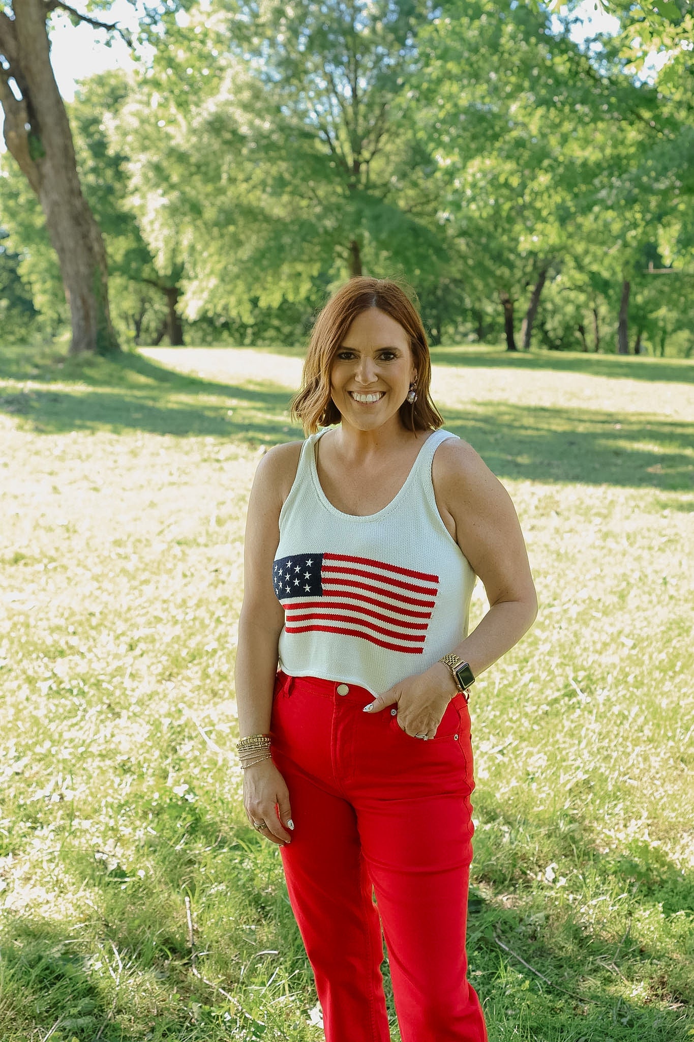 American Flag Cropped Sweater Tank