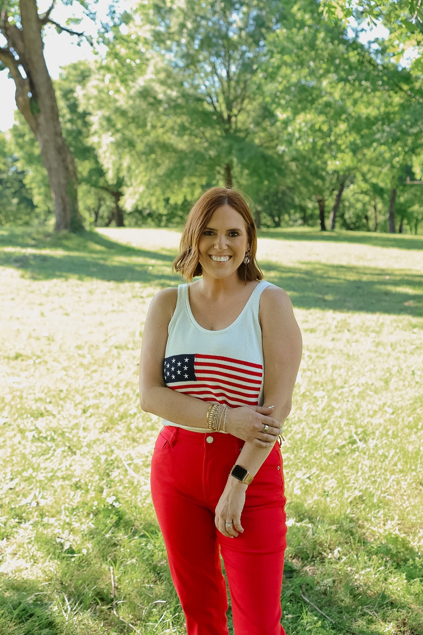 American Flag Cropped Sweater Tank