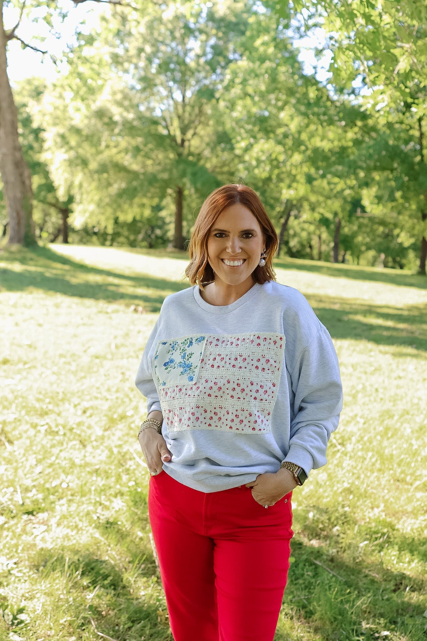 Applique American Flag Crewneck