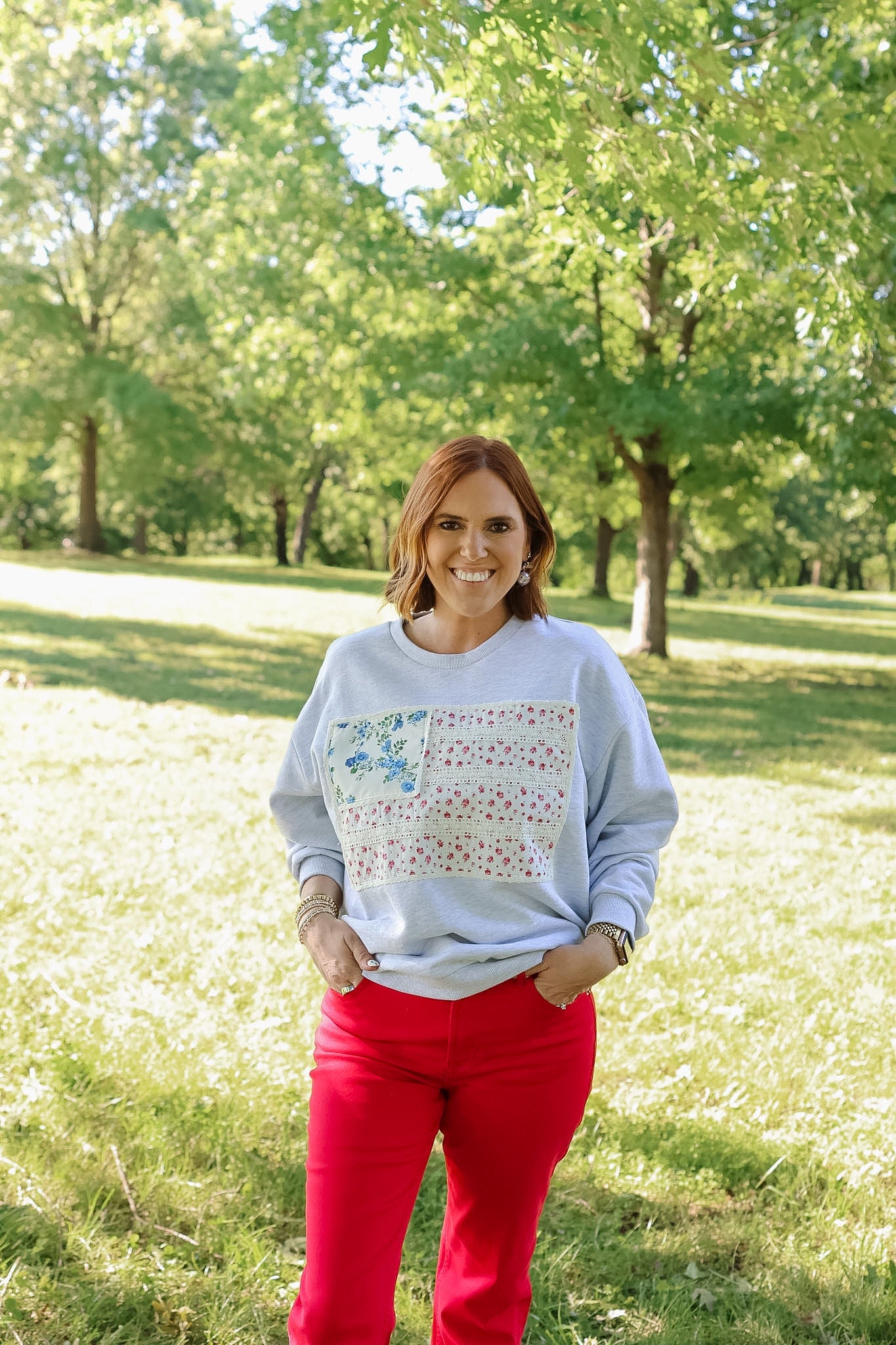 Applique American Flag Crewneck