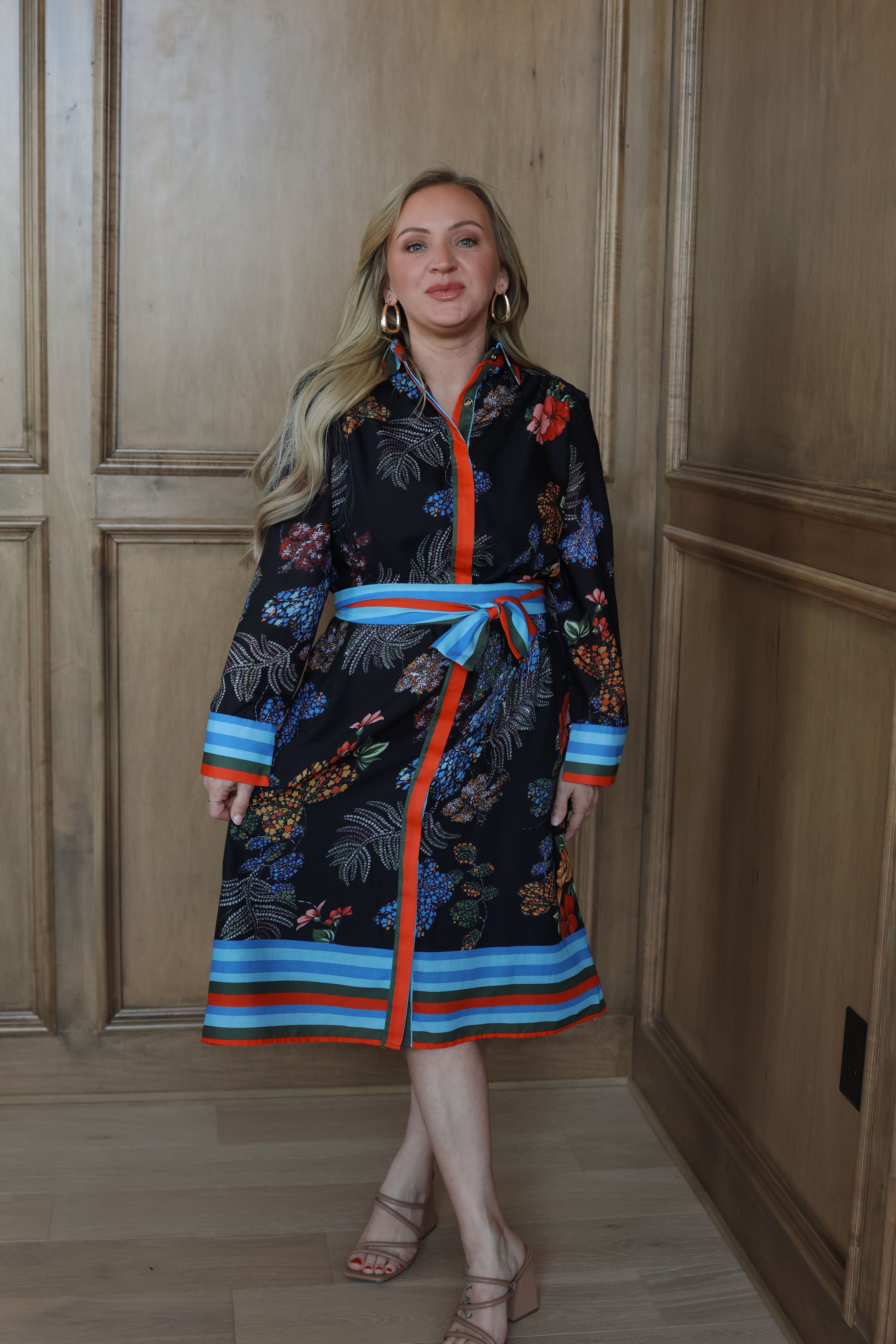 Midnight Garden Contrast Shirt Dress