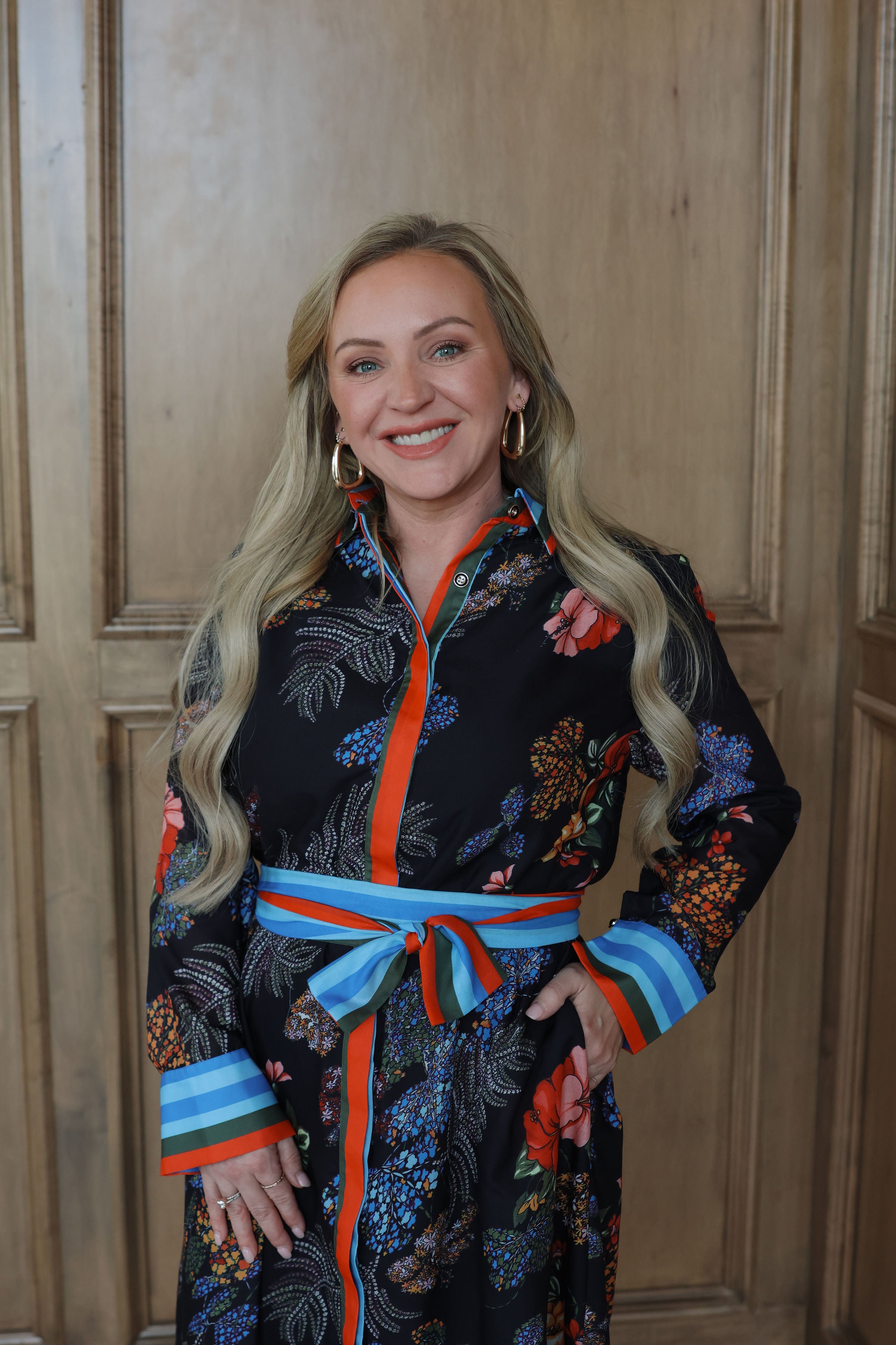 Midnight Garden Contrast Shirt Dress