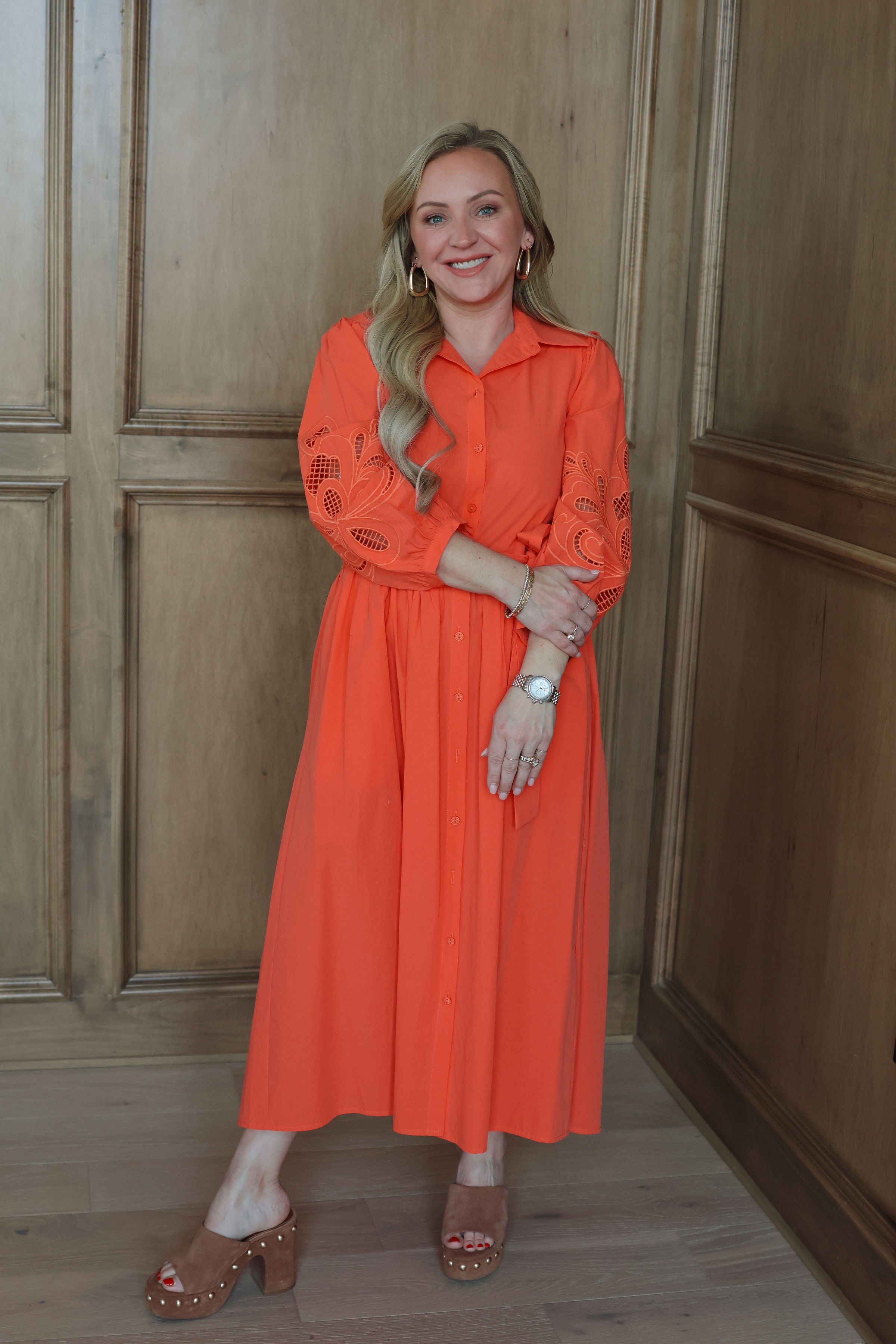 Ophelia Midi Dress - Orange