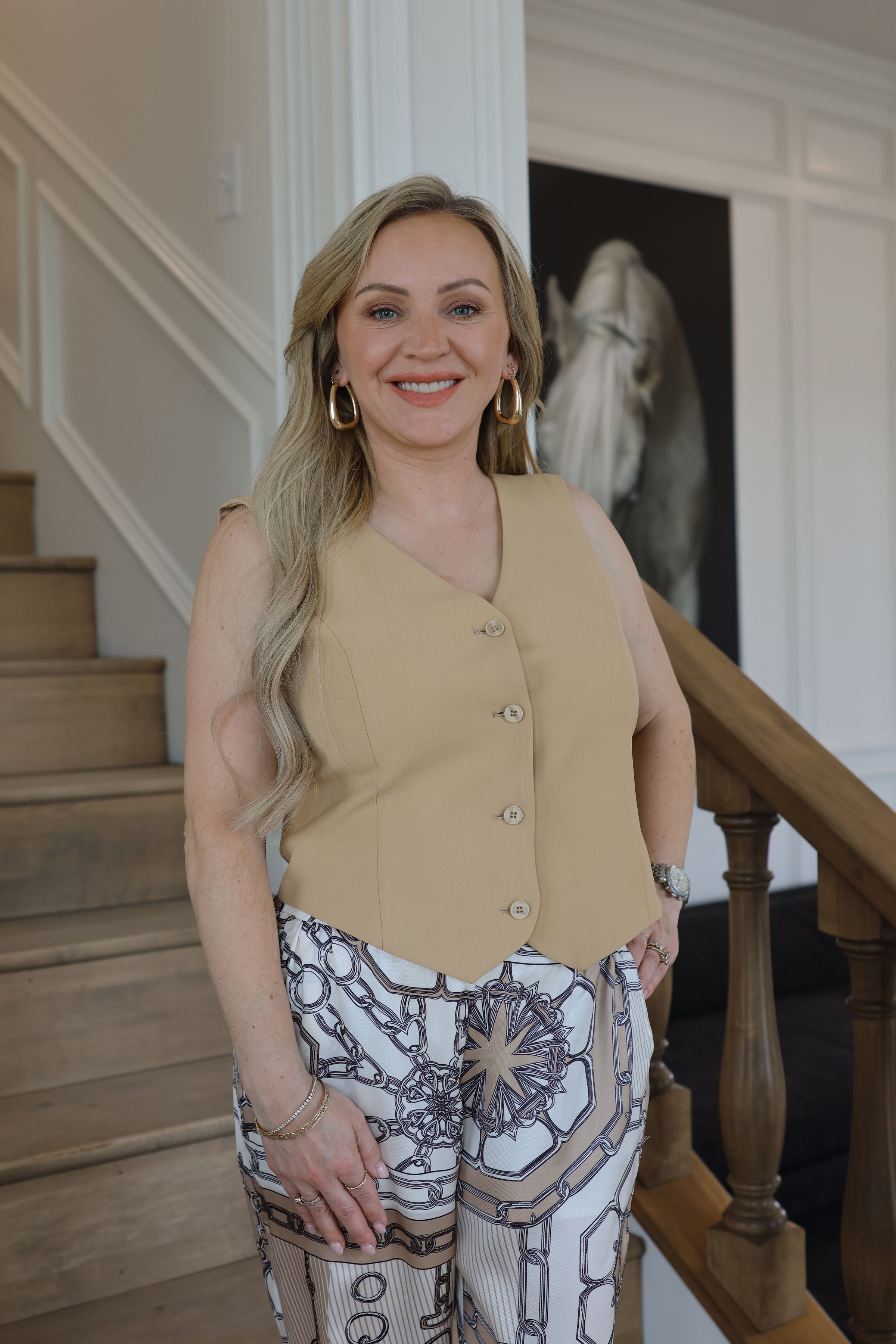 Cecilia Fitted Button Up Vest - Buckwheat