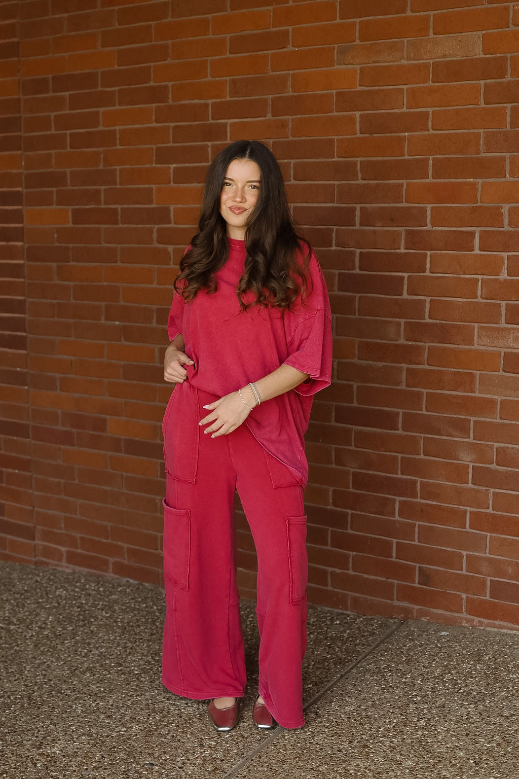 Our Favorite Oversized Basic Tee - Dark Red