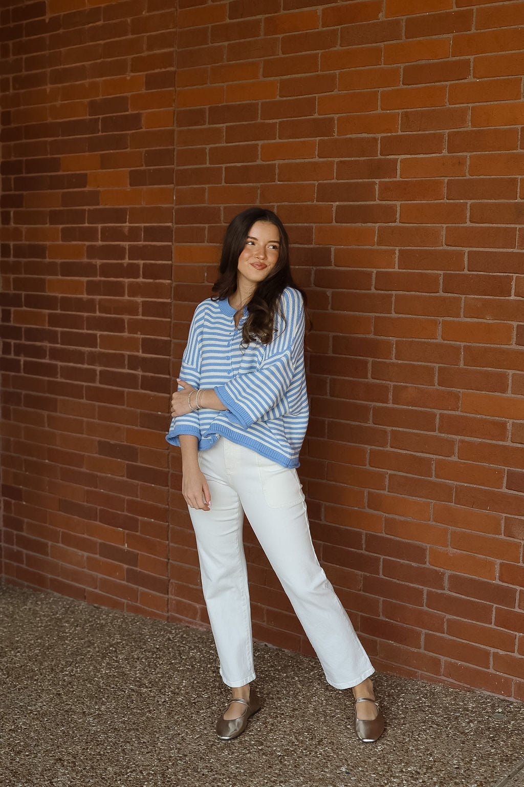Blue Stripe Oversized Crop Cardi