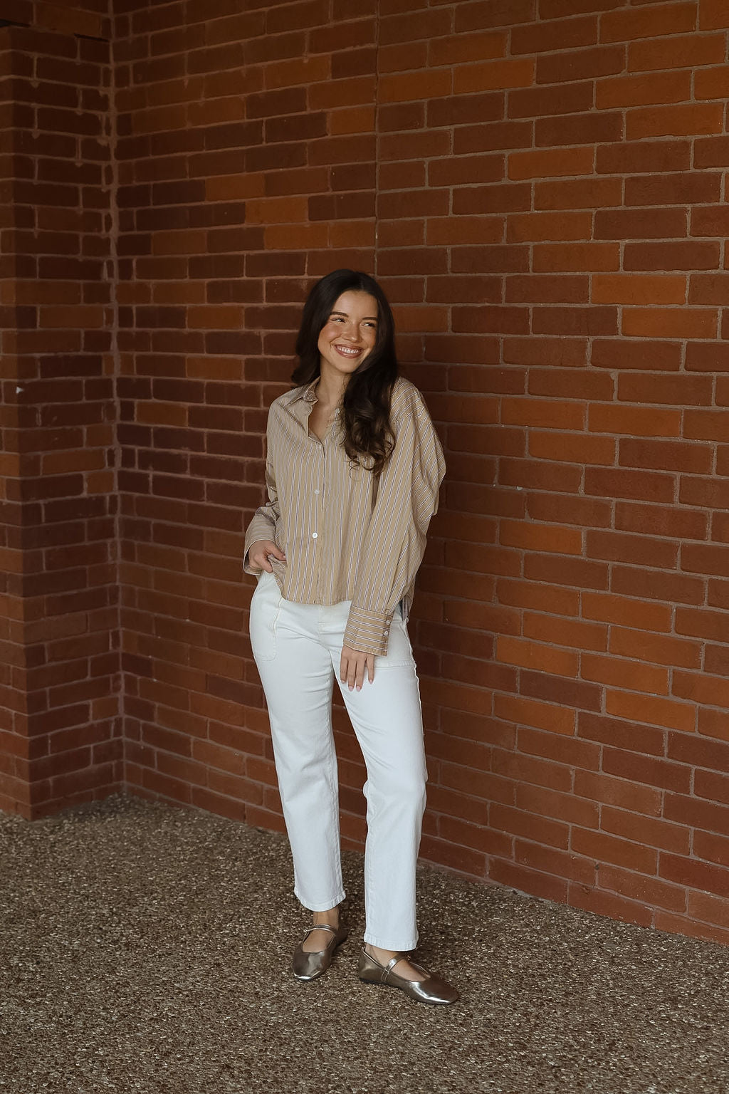 Acorn Stripe Crop Blouse