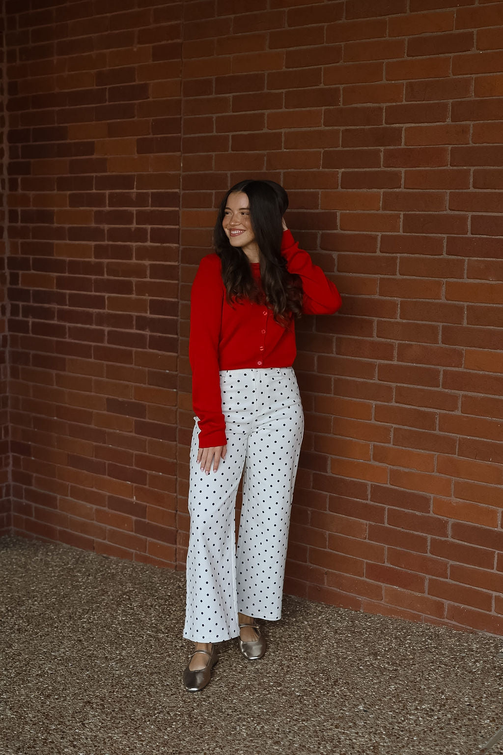Polka Dot Straight Leg Pant - White/Black