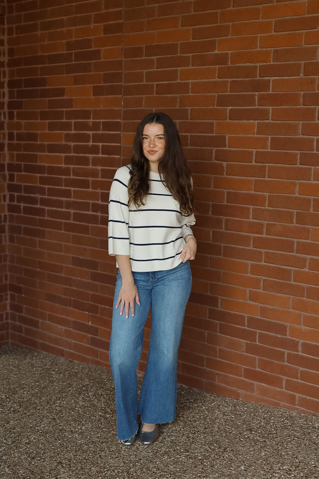Ihboston Sweater - Birch w/ Total Eclipse Stripe
