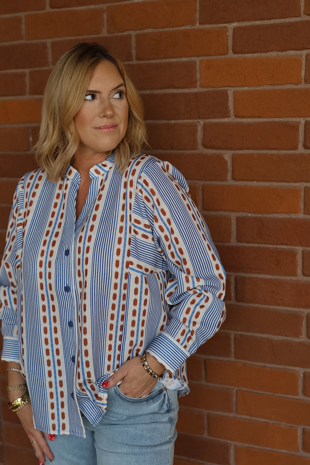 Colonial Stripe Contrast Top