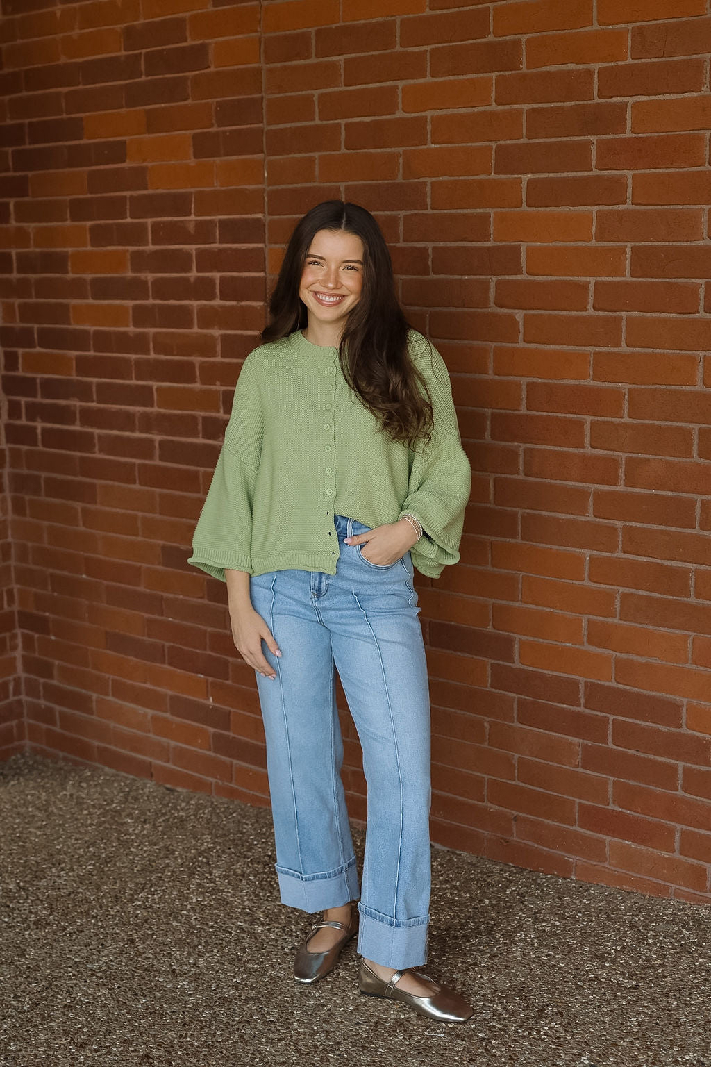 Light Green Oversized Crop Cardi