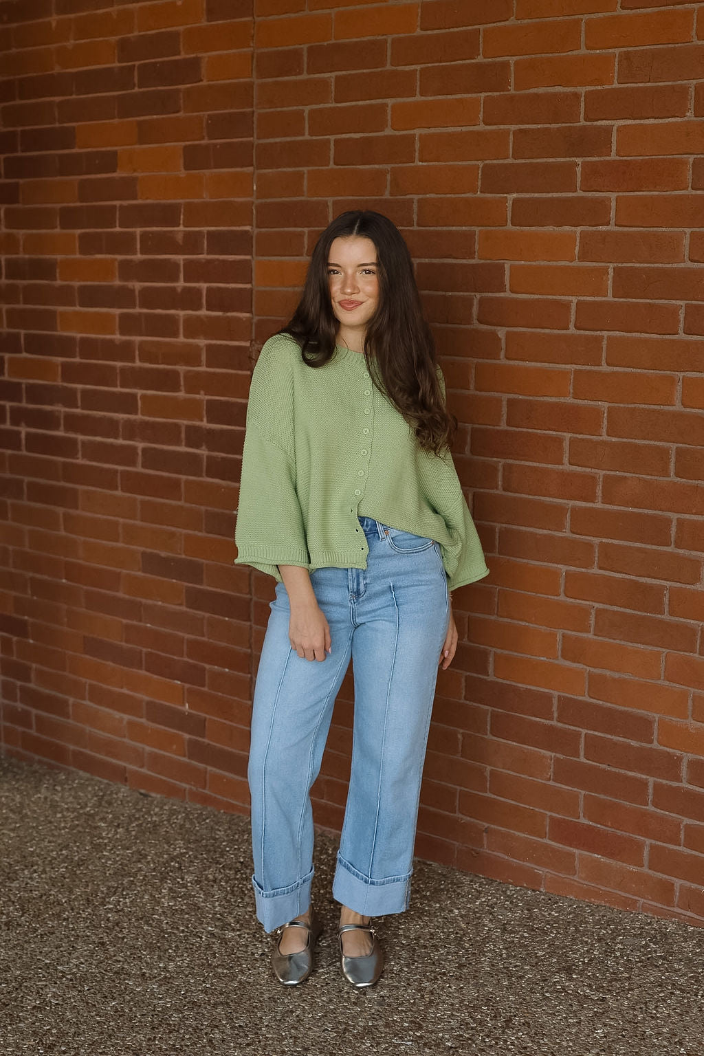 Light Green Oversized Crop Cardi