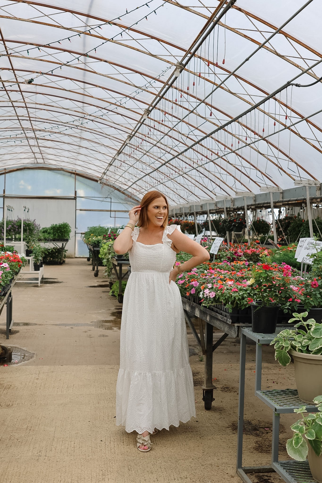 Oleander Midi Dress - White Eyelet