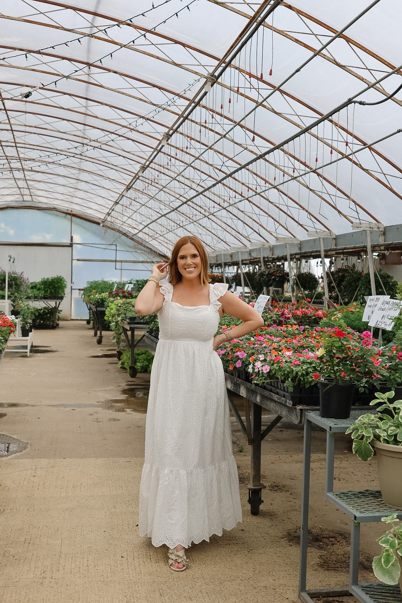 Oleander Midi Dress - White Eyelet