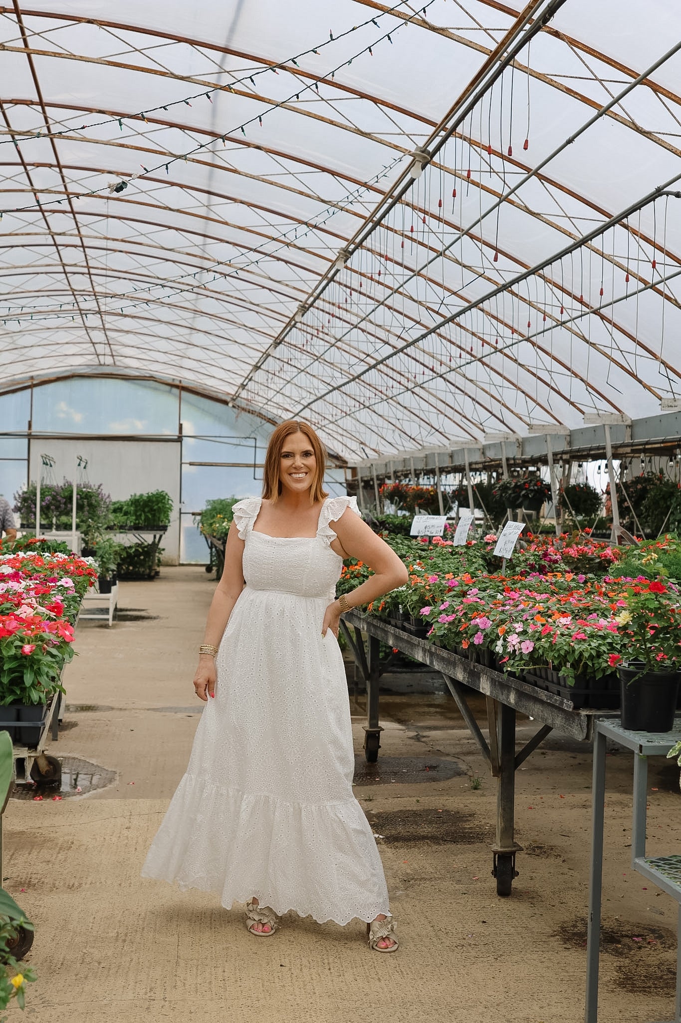 Oleander Midi Dress - White Eyelet