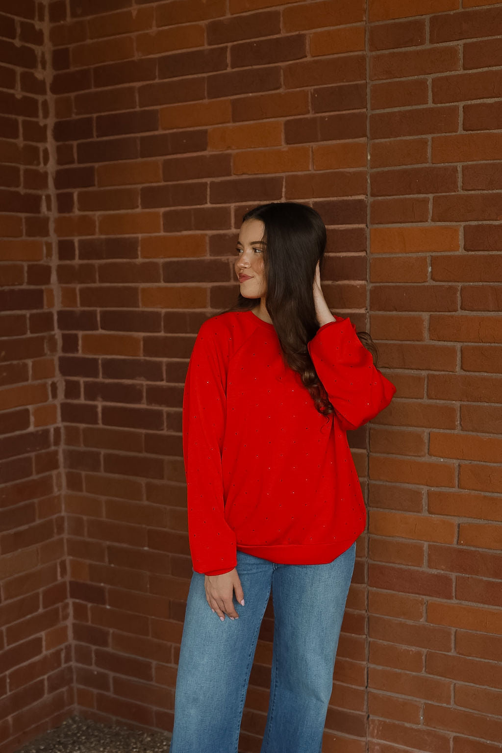 Ihamias Studded Crewneck - Racing Red