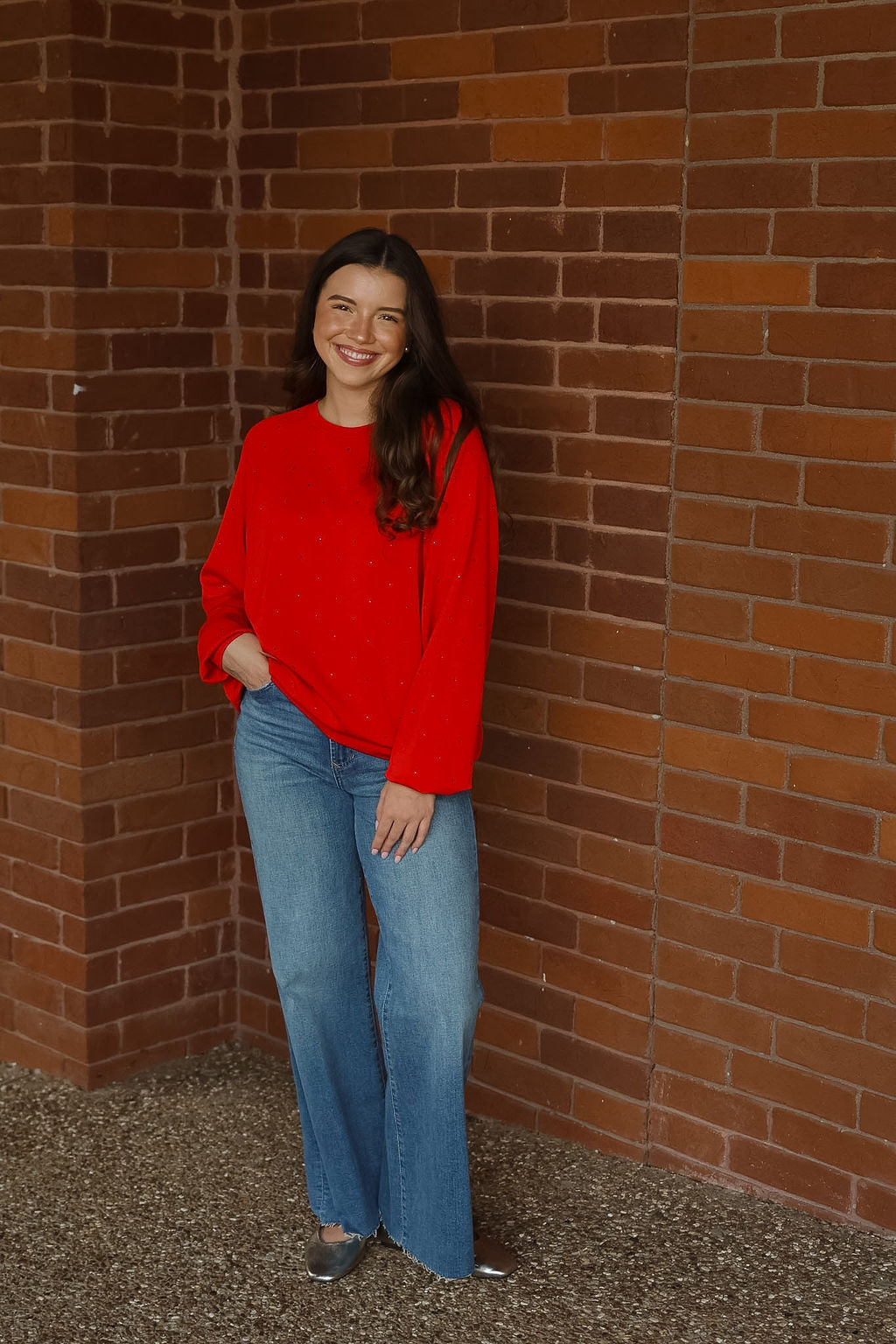 Ihamias Studded Crewneck - Racing Red