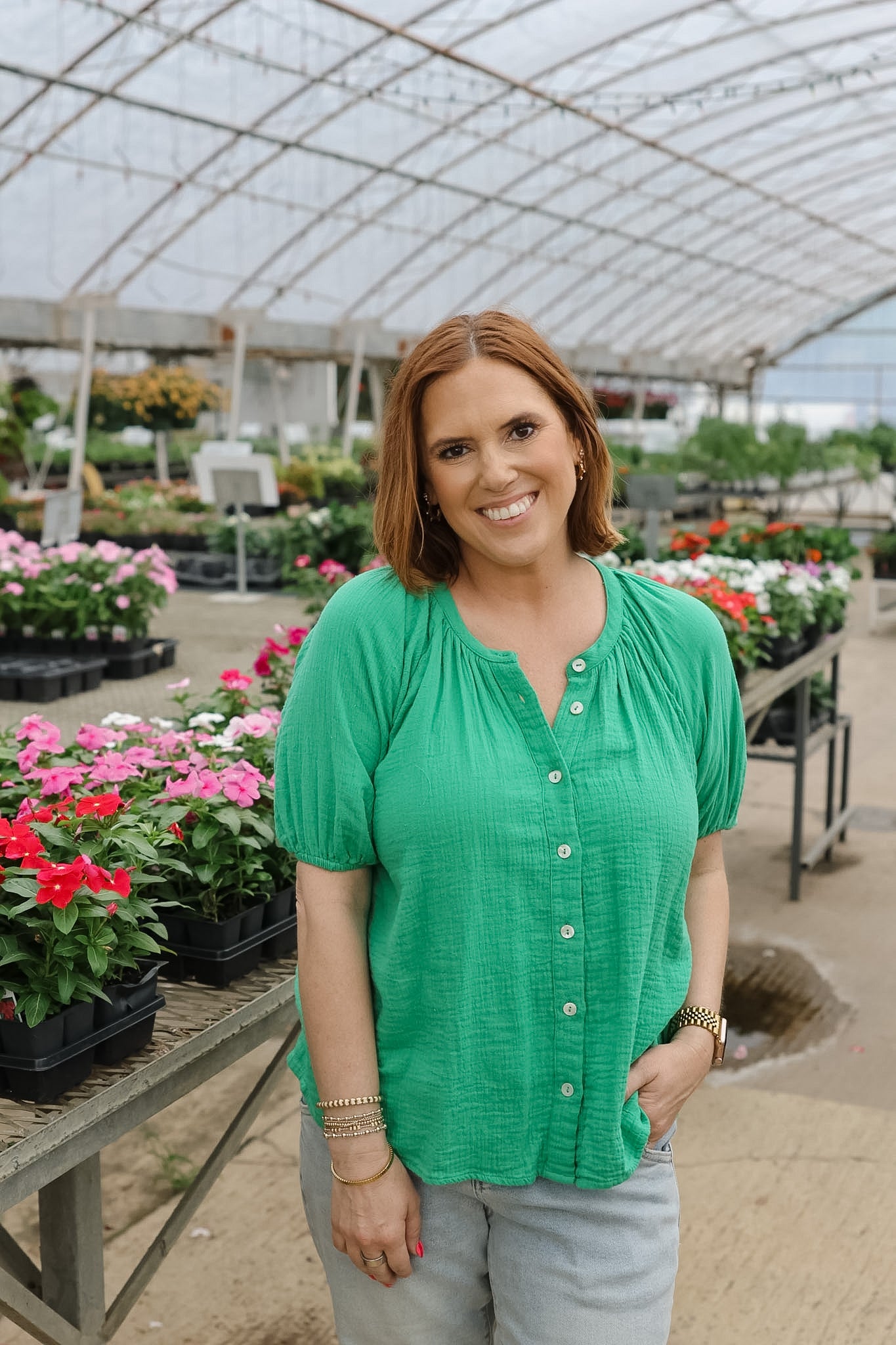 Gina Gauze Top - Kelly Green
