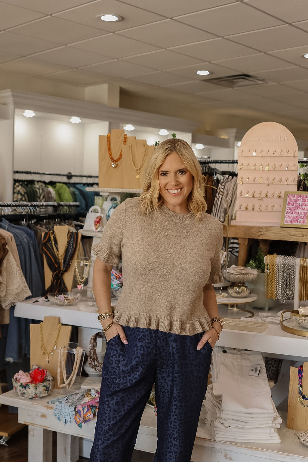 Cleo Ruffle Edge Sweater - Latte