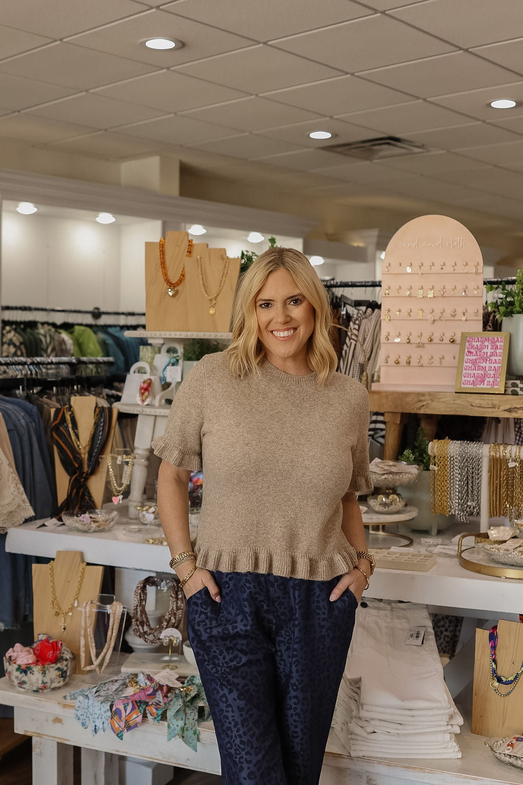 Cleo Ruffle Edge Sweater - Latte