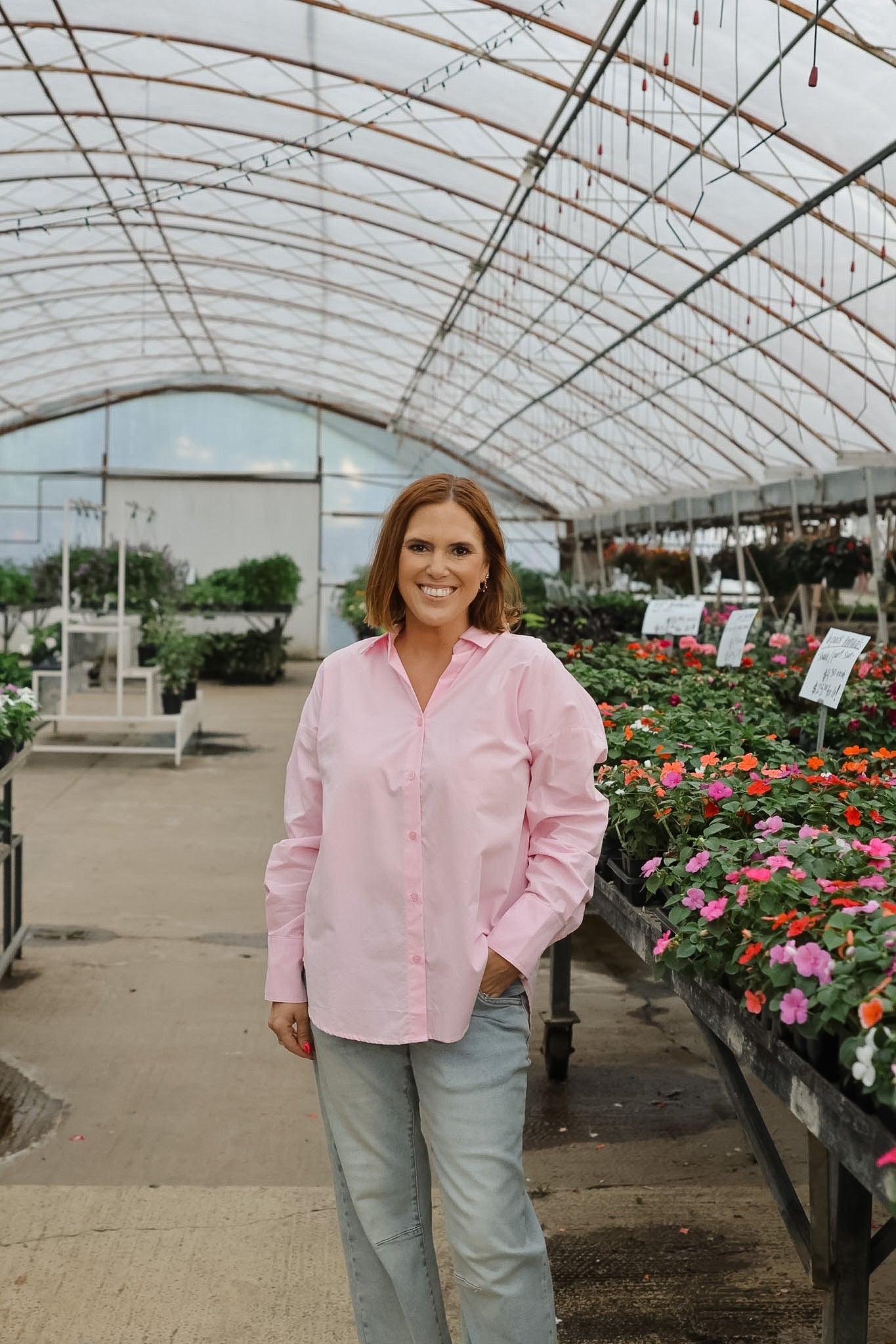 Rhonda Relaxed Fit Button Front Top - Soft Pink