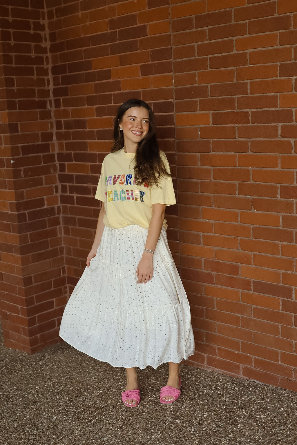 Polka Dot Tiered Midi Skirt - Ivory