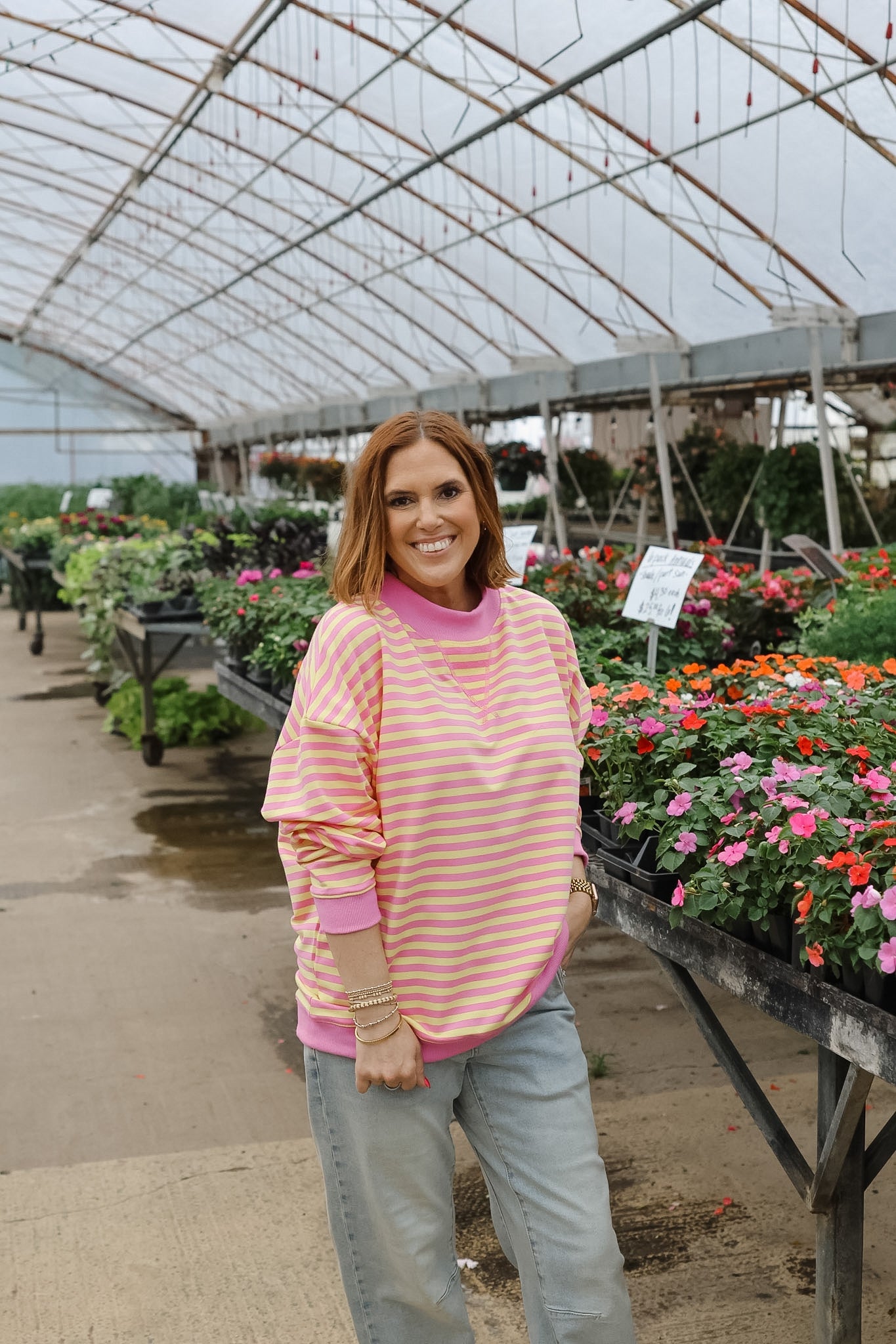 Terry Mock Neck Lounge Sweatshirt - Pink Lemonade
